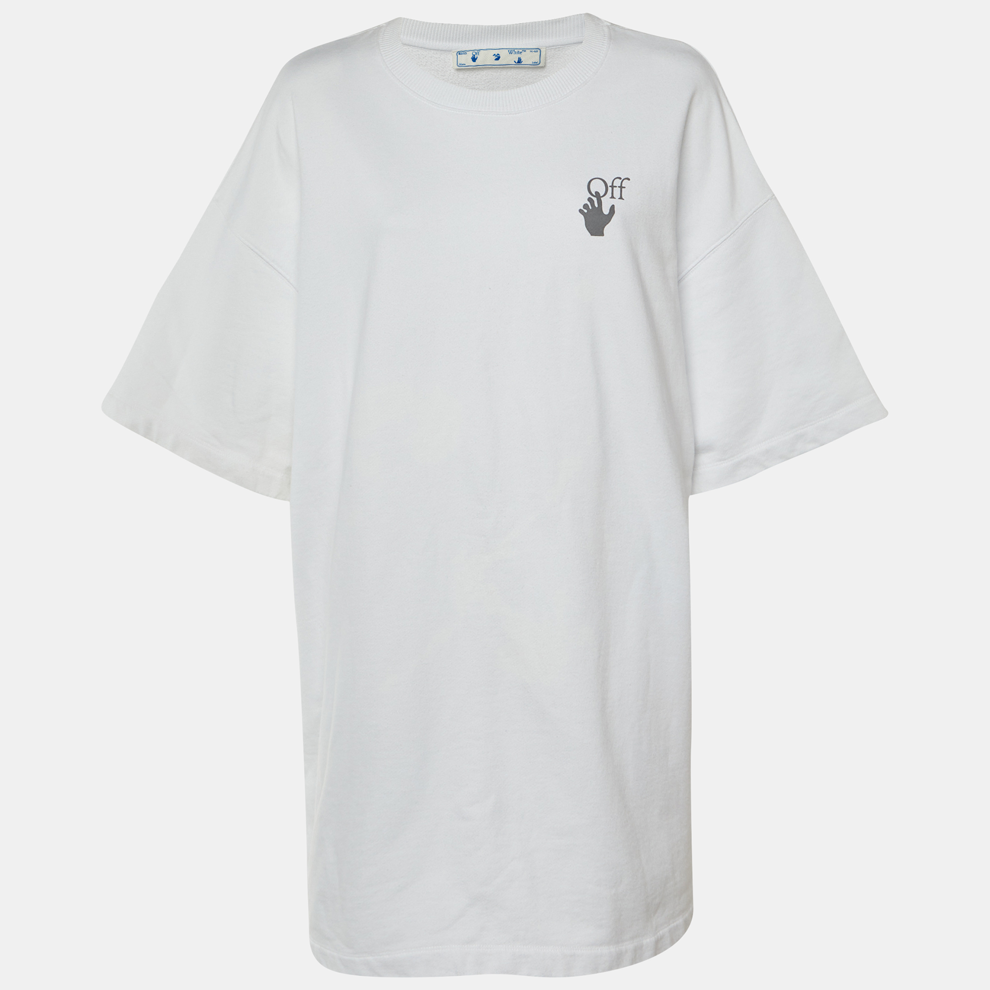 

Off-White White Arrow Print Cotton T-Shirt Dress M