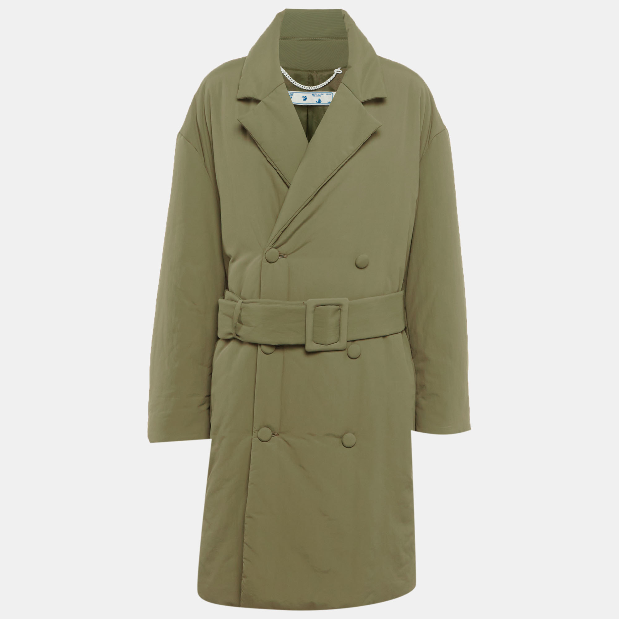 

Off-White Green Synthetic Double Breasted Trench Coat S
