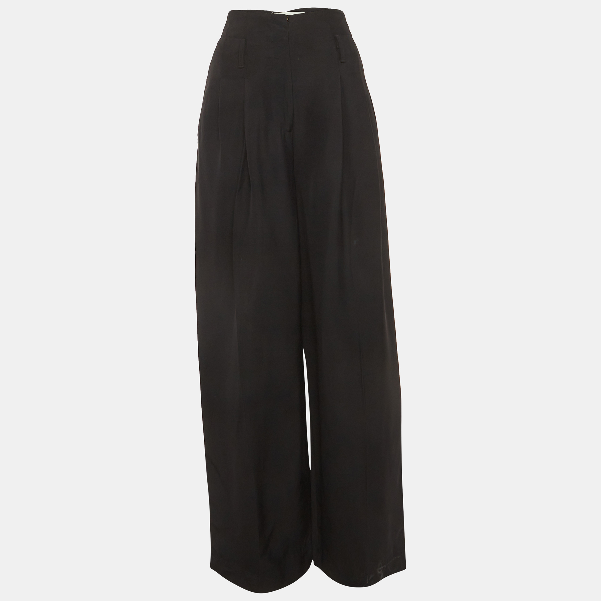 

Off-White White Black Crepe Straight Leg Trousers M