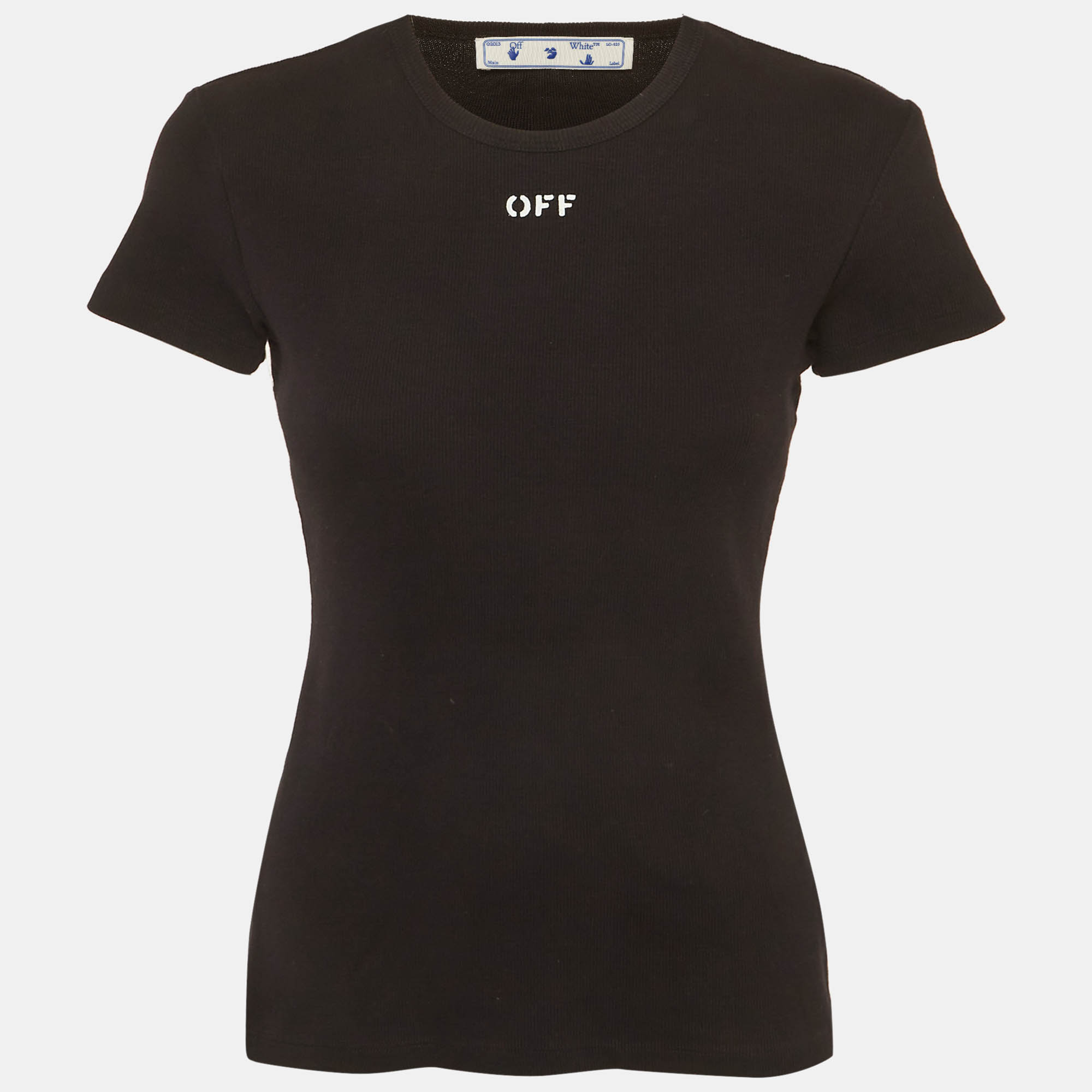 

Off-White Black OFF Logo Print Rib Knit T-Shirt S