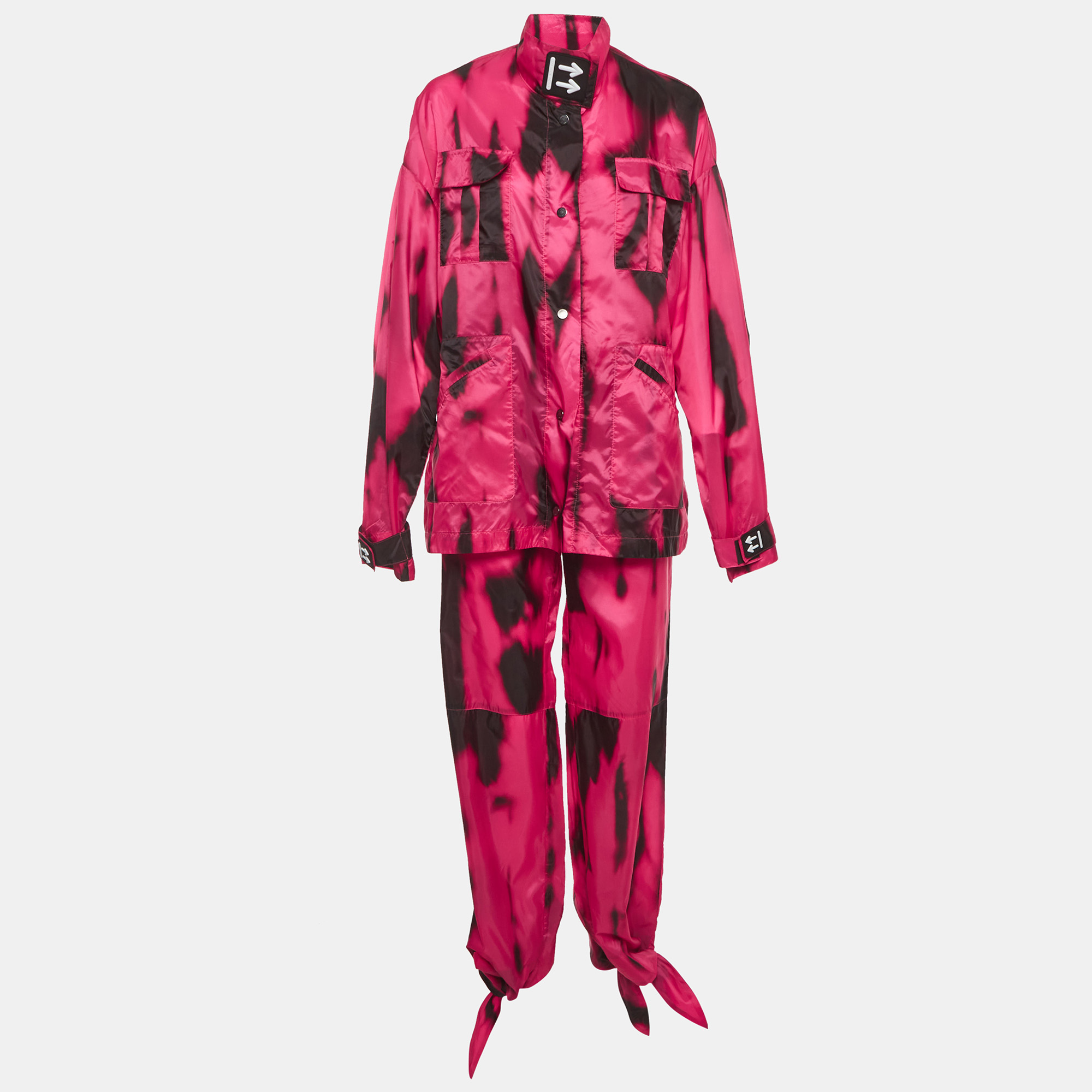 

Off-White Pink/Black Tiger Dye Nylon Jacket and Pants Suit M/L