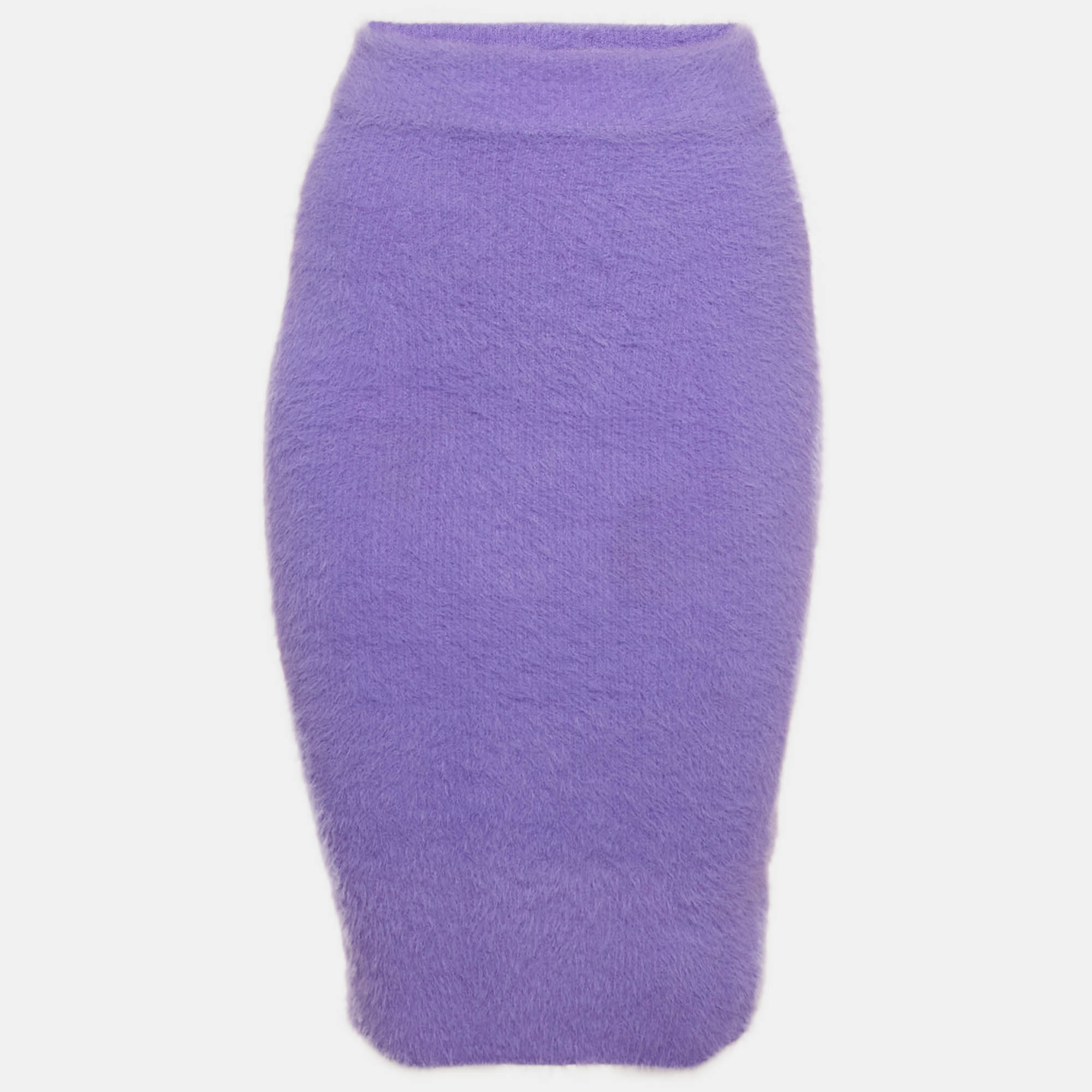 Pre-owned Off-white Lilac Faux Mohair Mini Skirt M In Purple
