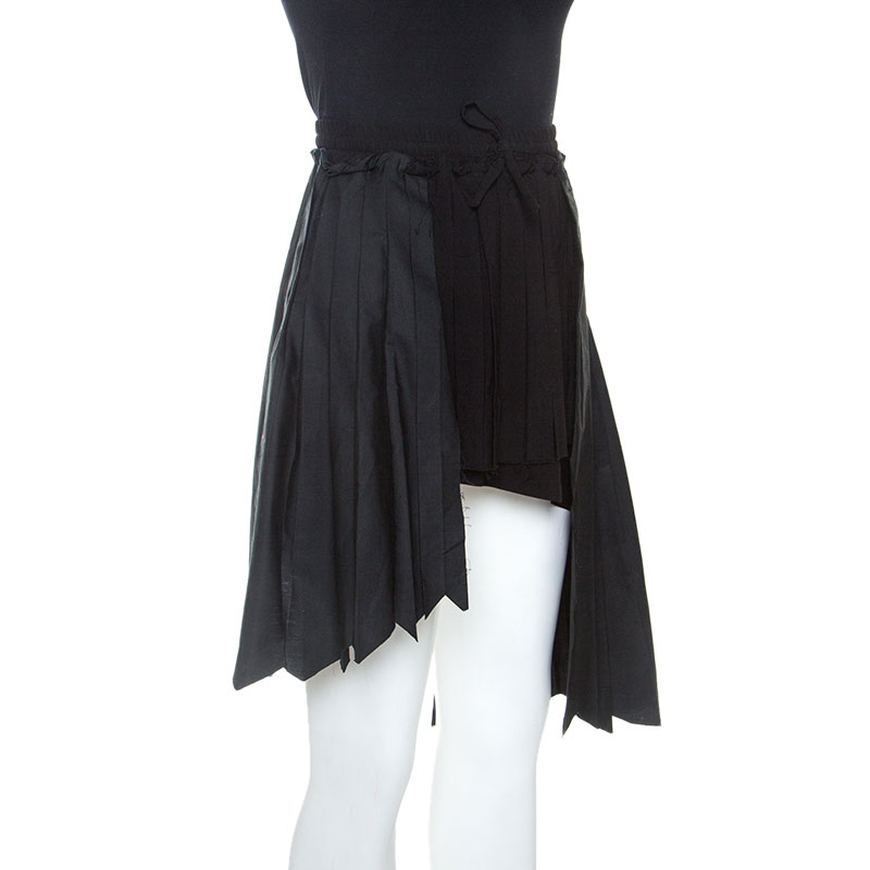 

Off-White Black Pleated Crepe Asymmetric Skirt