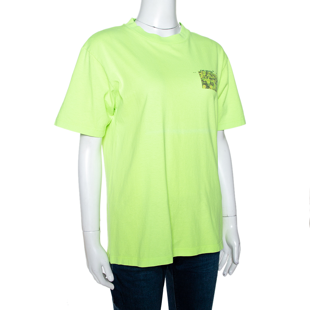 

Off-White Fluorescent Yellow Printed Cotton T-Shirt
