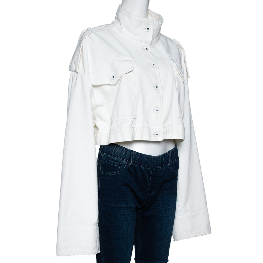 

Off-White Cream Denim Cropped Jacket
