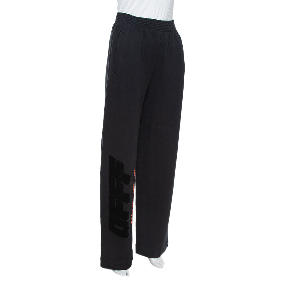 

Off-White Black Cotton Modern Obstacles Wide Leg Sweatpants