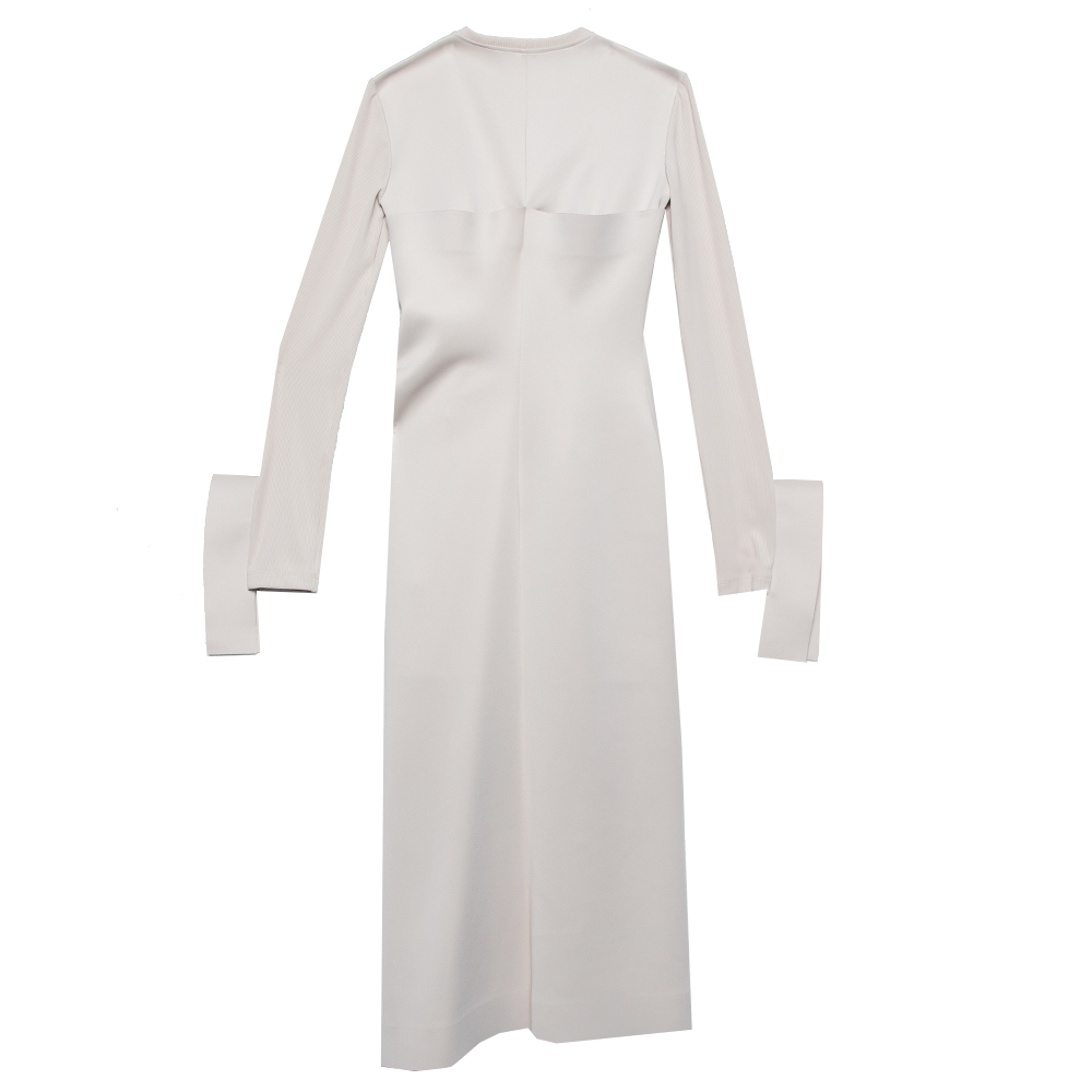 

Off-White Beige Neoprene Asymmetric Draped Detail Midi Dress