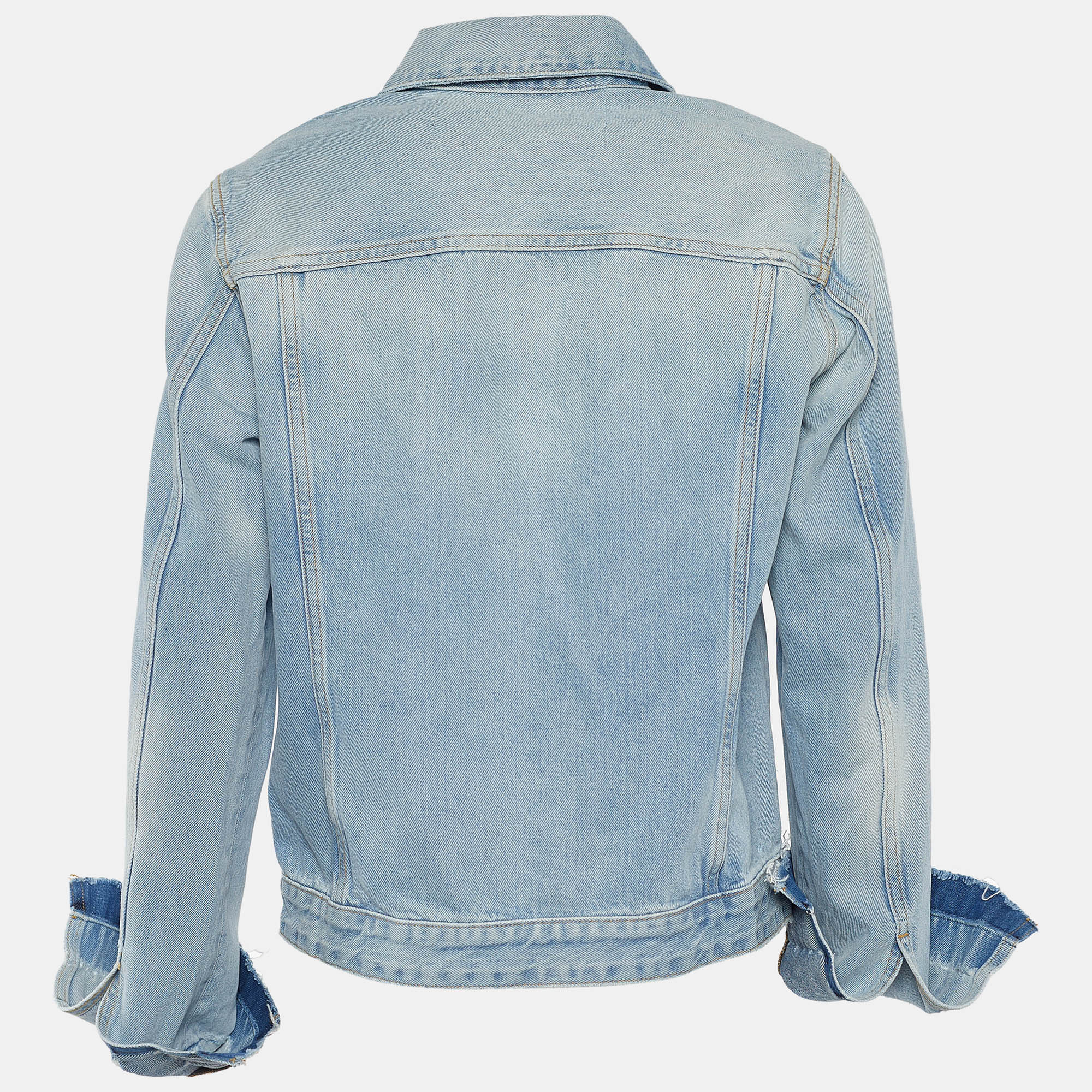 

Off-White Indigo Distressed Denim Diagonals Denim Jacket, Blue