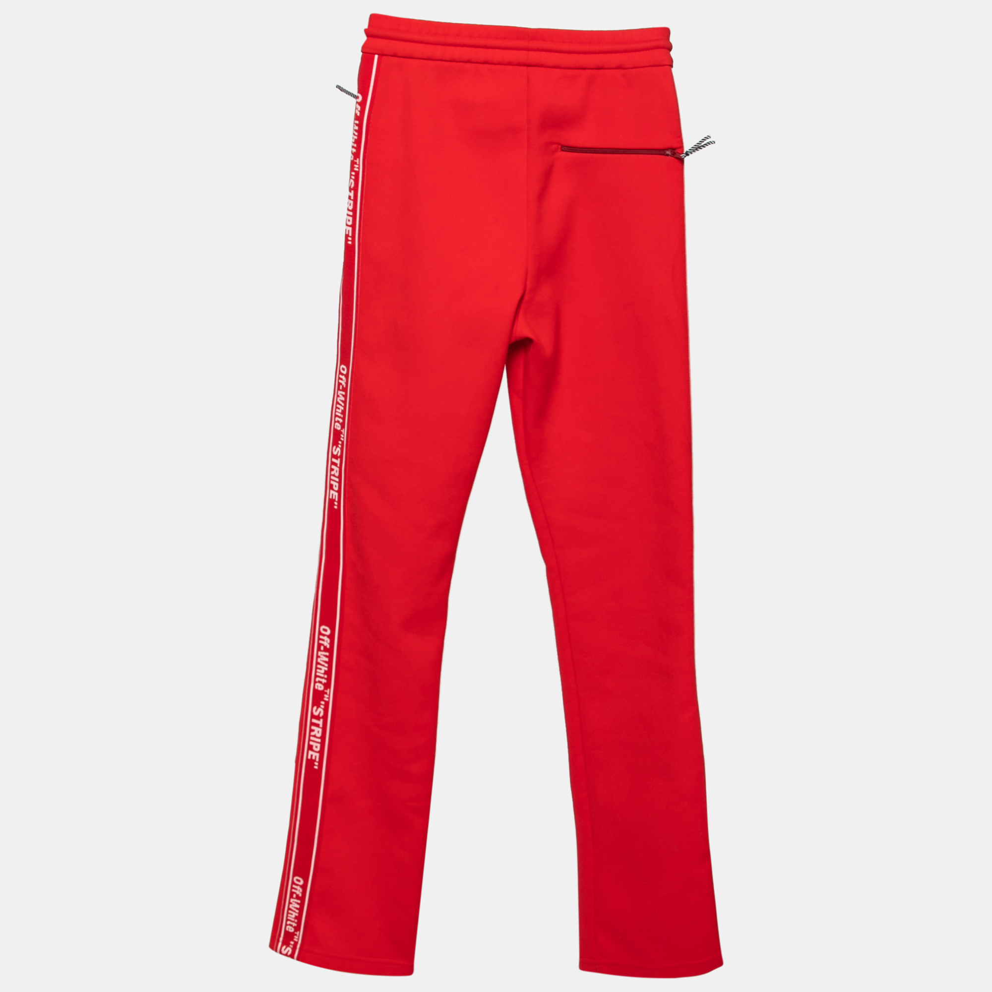 

Off-White Red Knit Logo Panel Drawstring Waist Track Pants