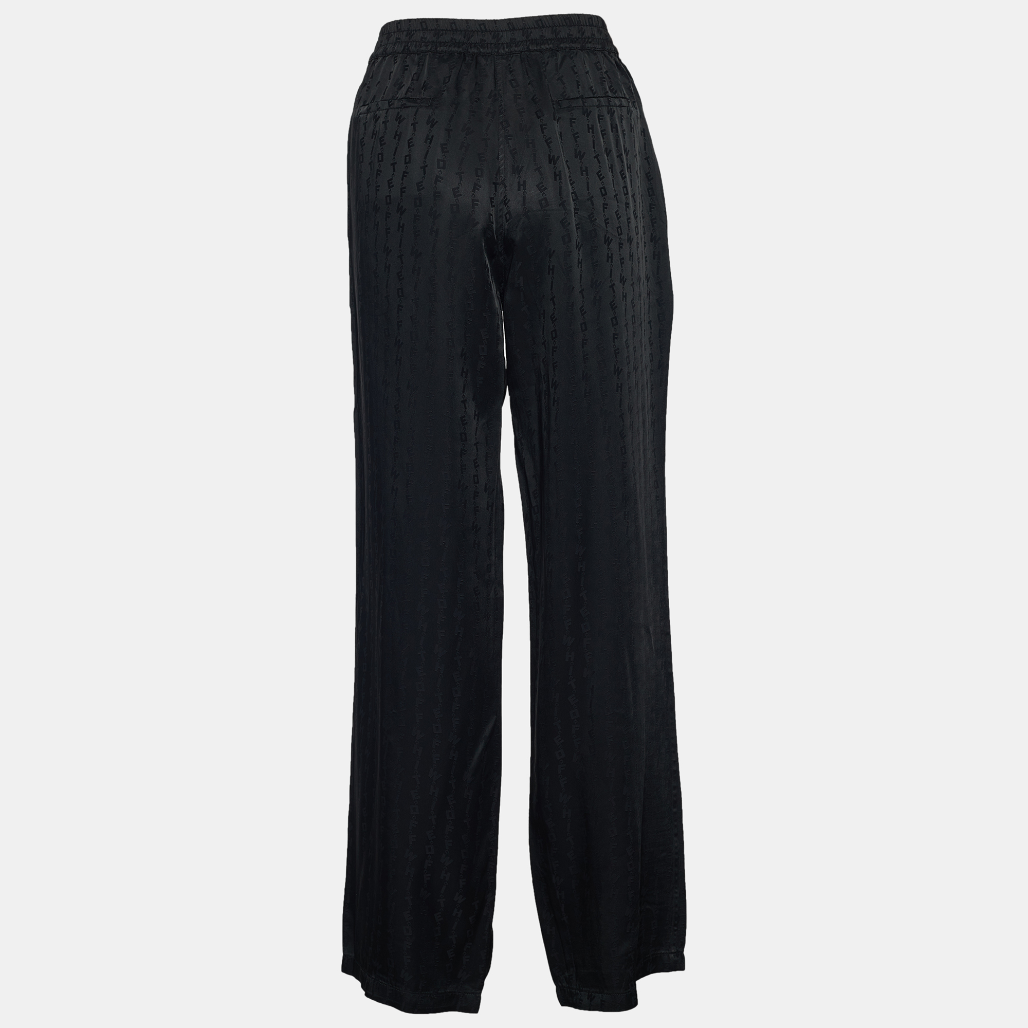 

Off-White Black Logo Detail Satin Pallazo Pants