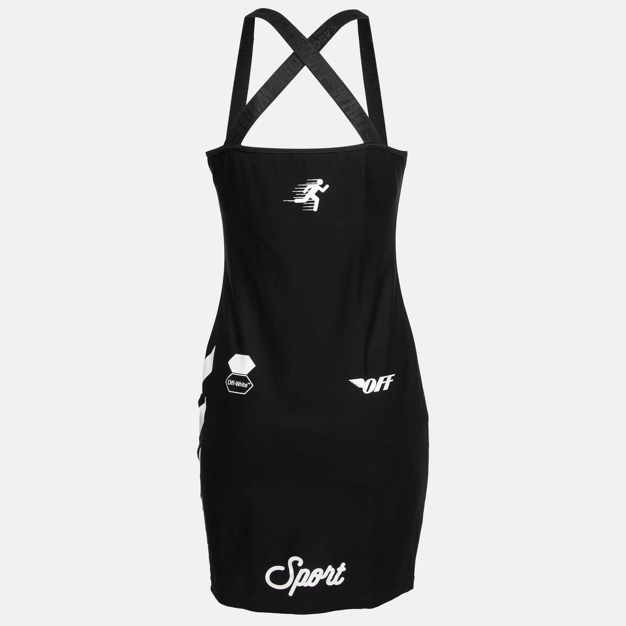 

Off-White Black Logo Printed Jersey Sports Mini Dress
