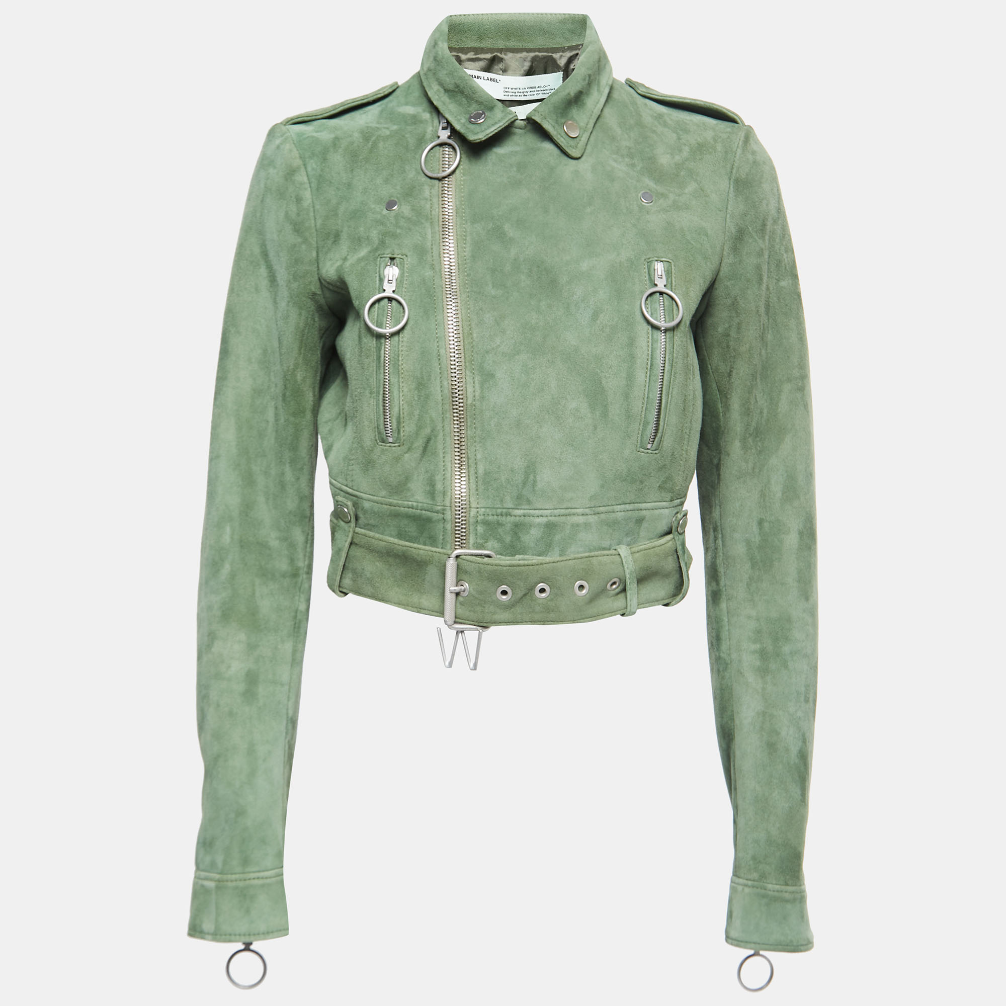 

Off-White Green Suede Biker Jacket
