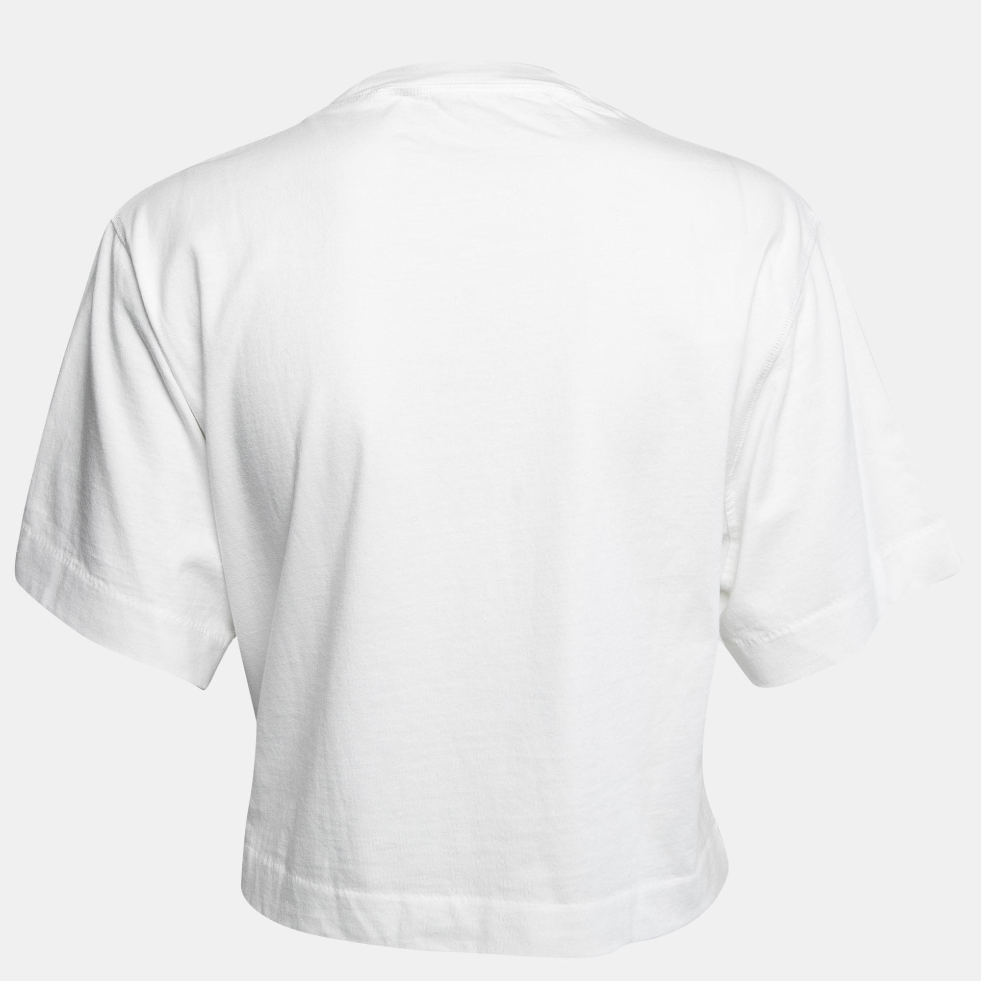 

Off-White White Logo Print Cotton Cropped T-Shirt