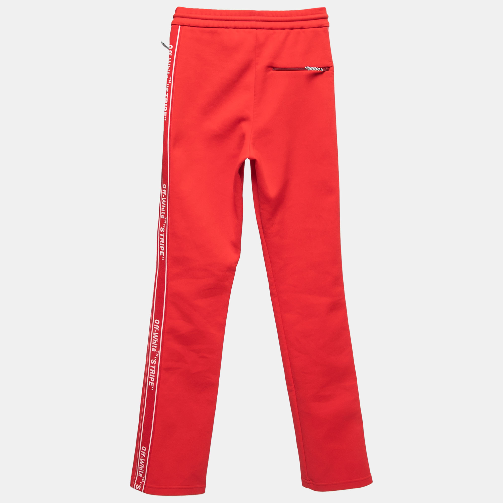 

Off-White Red Knit Side Stripe Logo Detail Track Pants