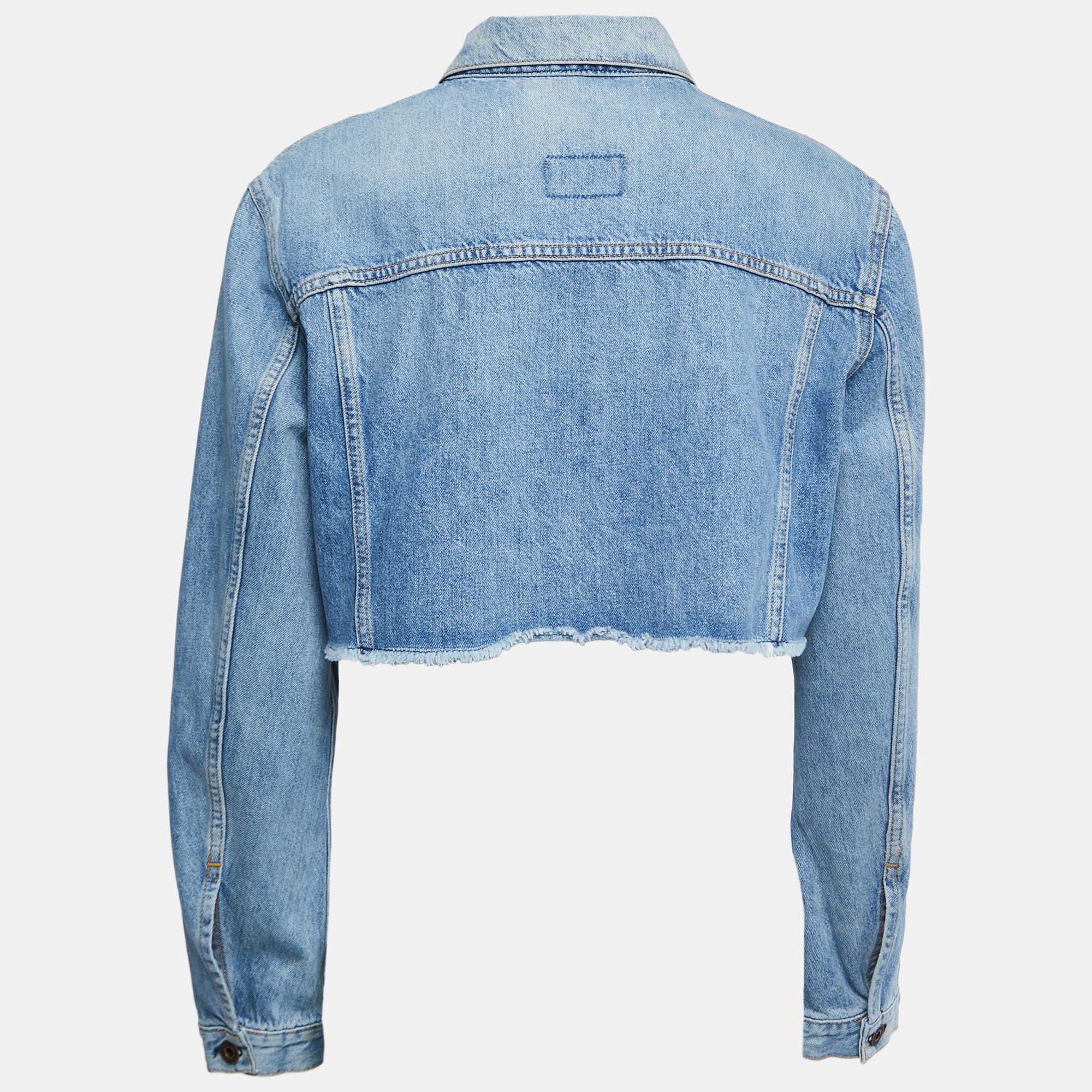 

Off-White Blue Denim Zipper Detail Cropped Jacket