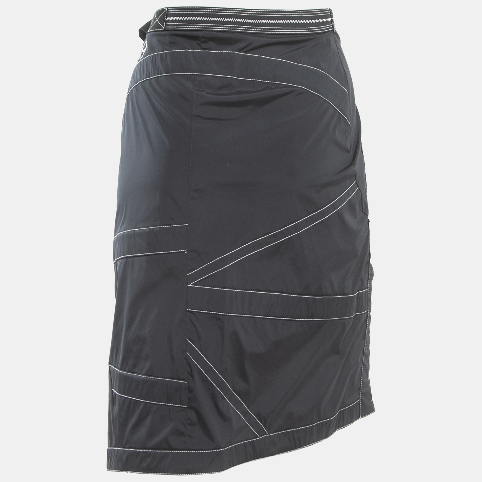 

Off-White Black Print Nylon Contrast Stitch Detail Asymmetrical Skirt