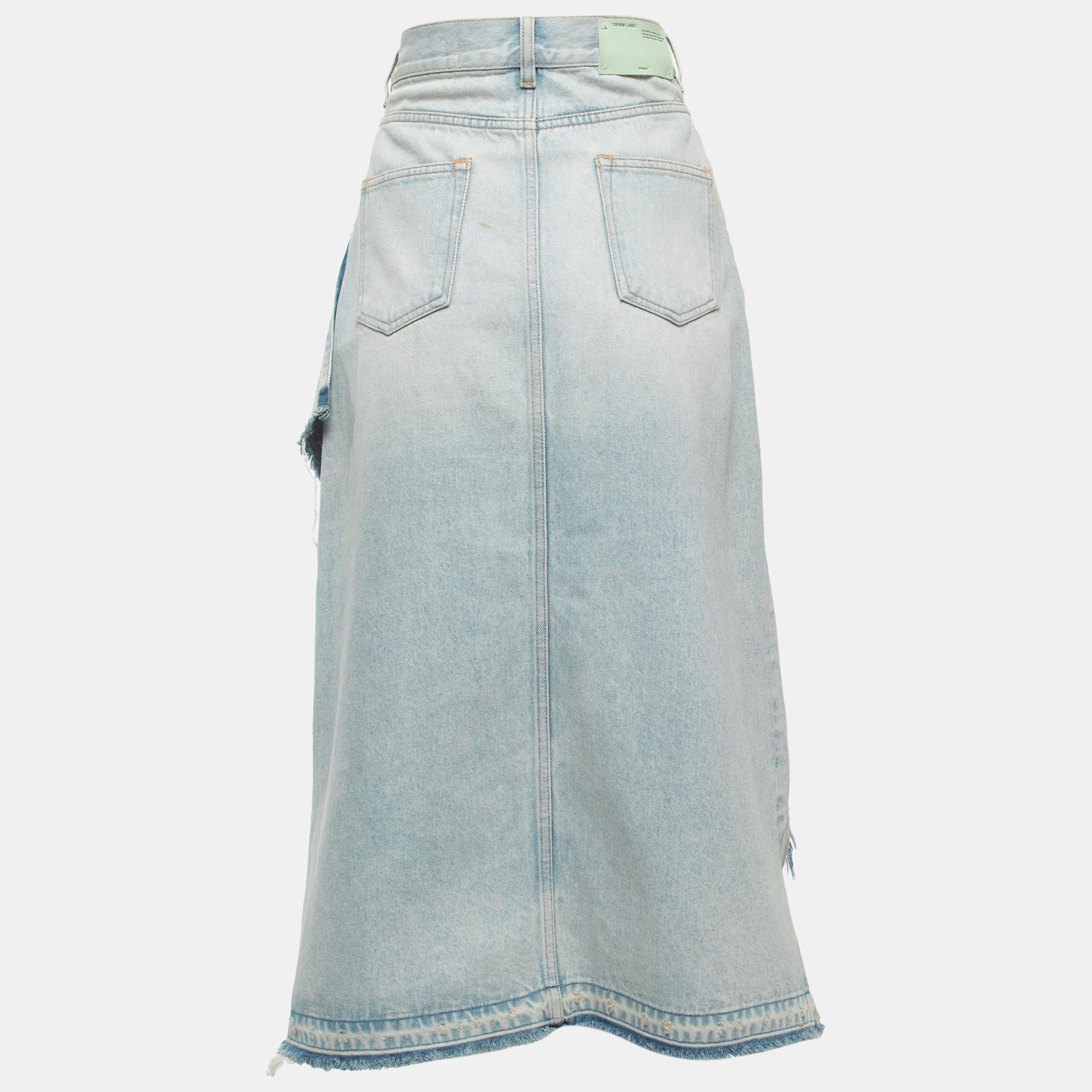 

Off-White Blue Washed Denim Asymmetrical Midi Skirt