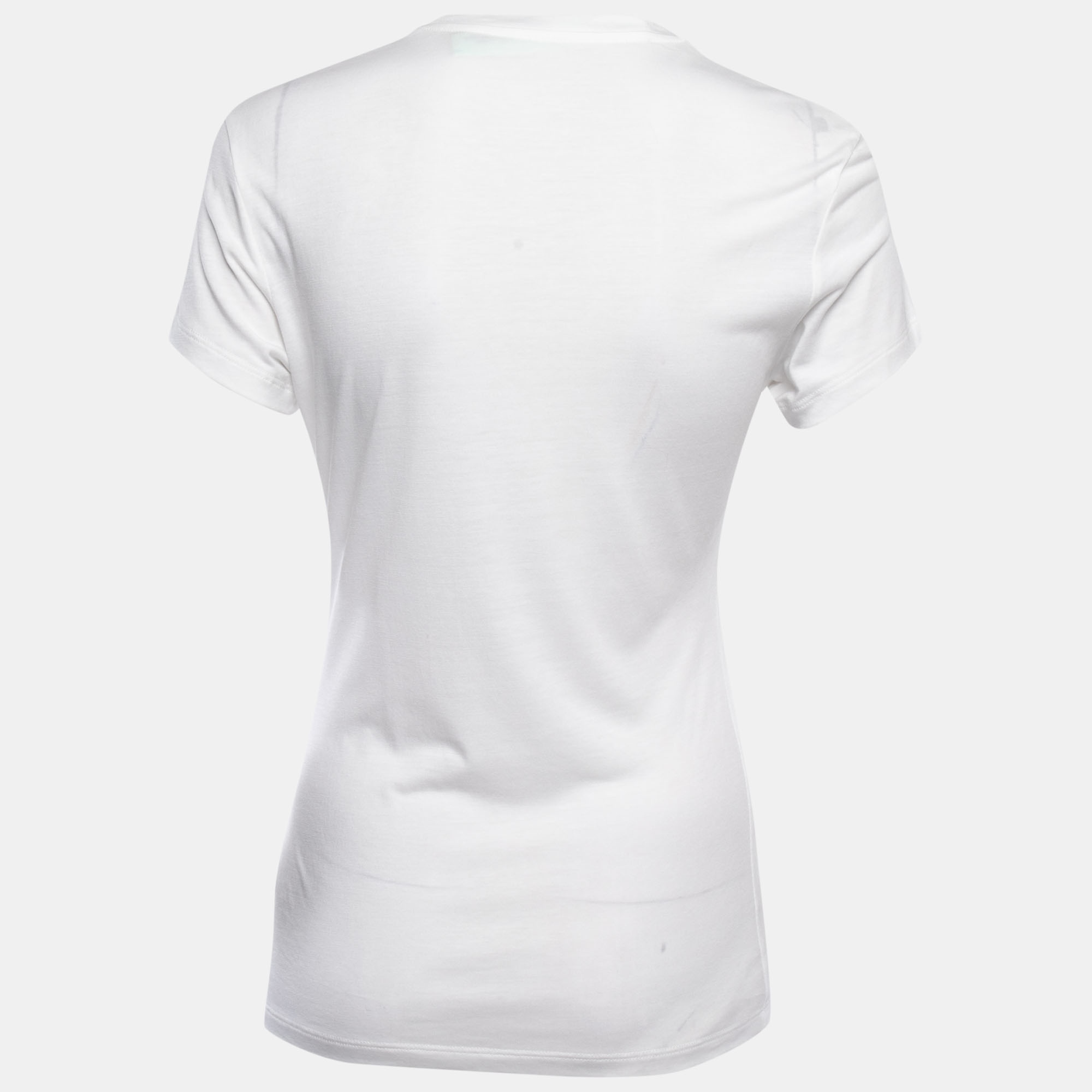 

Off-White White Logo Print Knit Crew Neck Half Sleeve T-Shirt