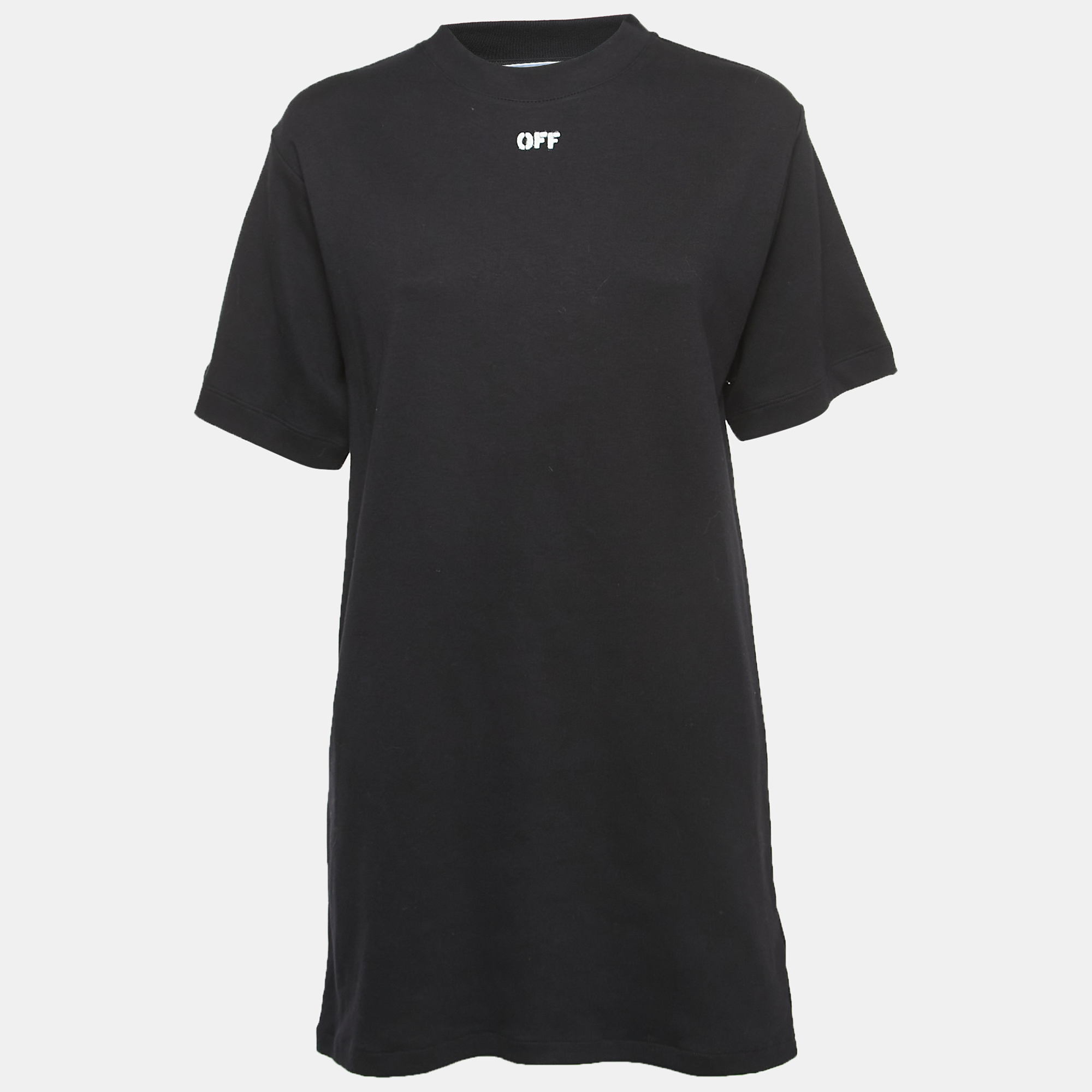 Pre-owned Off-white Black Jersey Cotton T-shirt Dress S