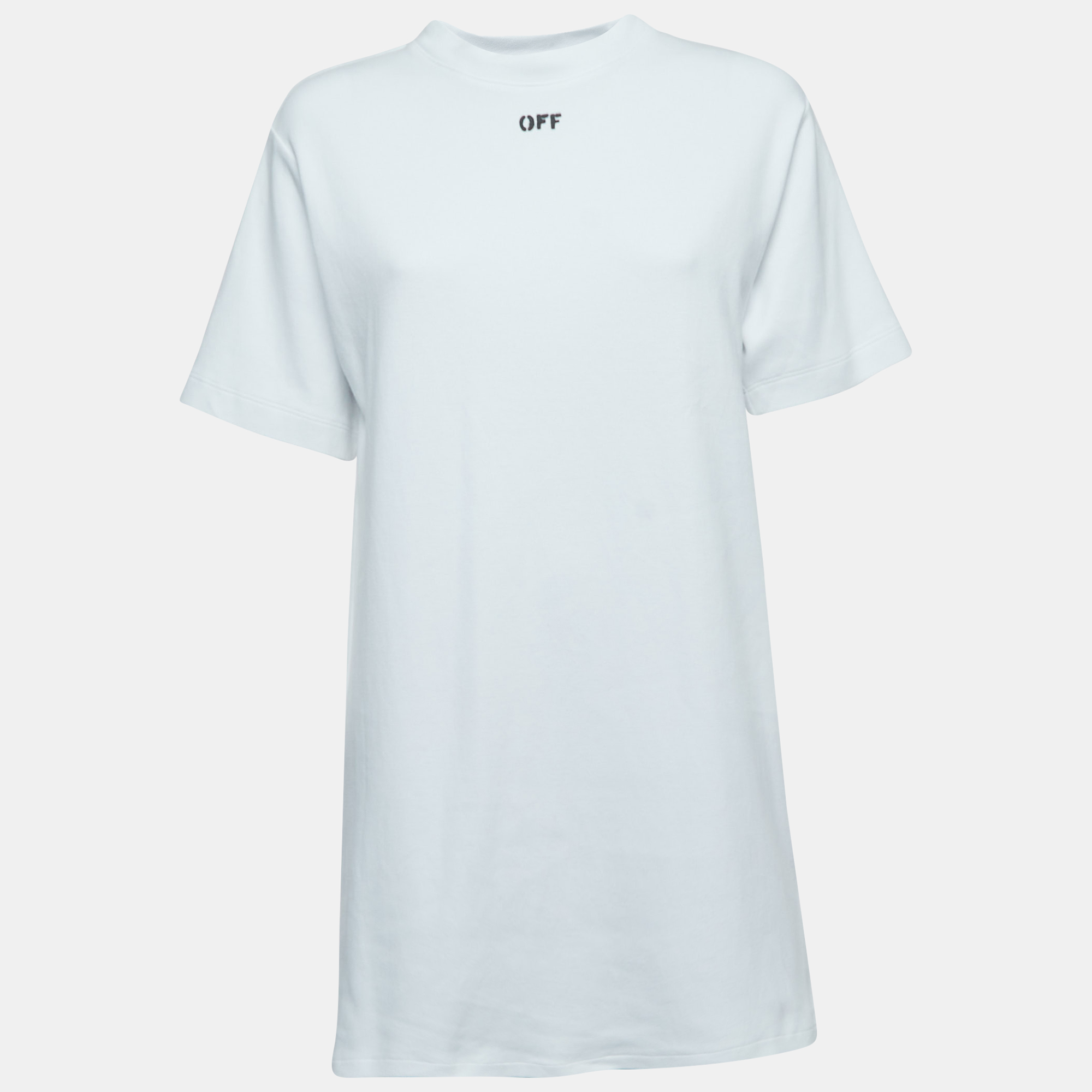 Pre-owned Off-white White Jersey Cotton T-shirt Dress S