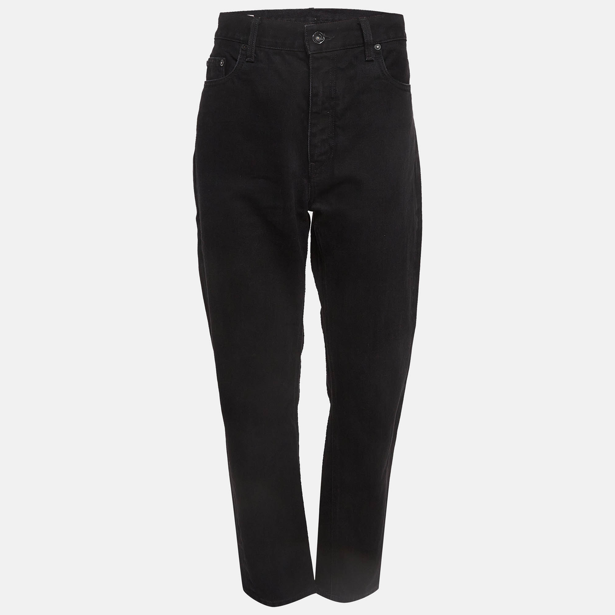 Pre-owned Off-white Black Denim Straight Leg Jeans Xl Waist 34"