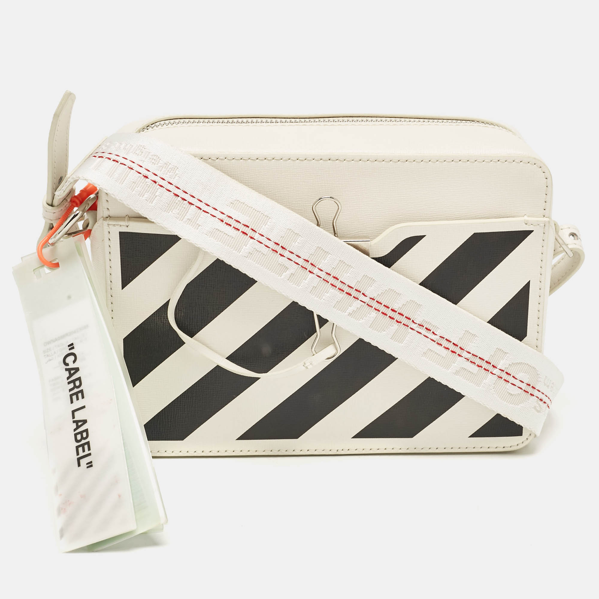 

Off-White White/Black Leather Diag Camera Bag