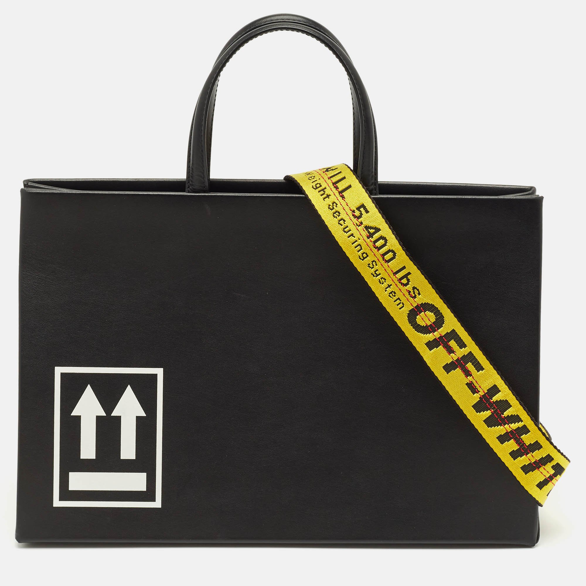 

Off-White Black Leather Medium Box Tote