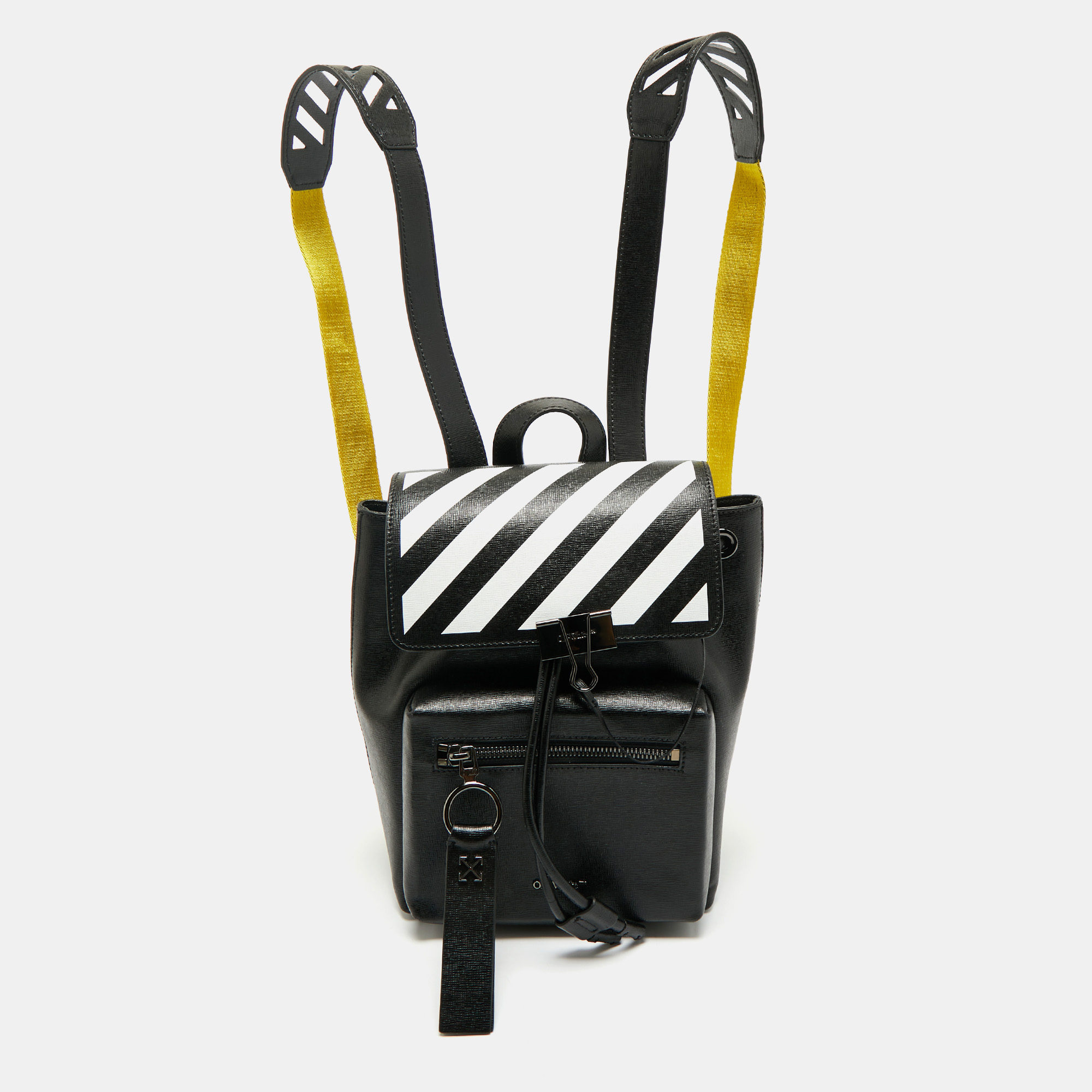 

Off-White Black/White Leather Diag Drawstring Backpack