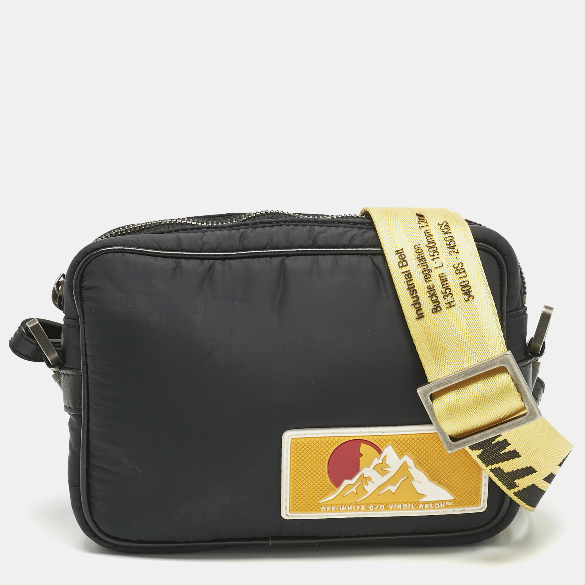 Pre-owned Off-white Black Nylon Puffy Logo Patch Crossbody Bag