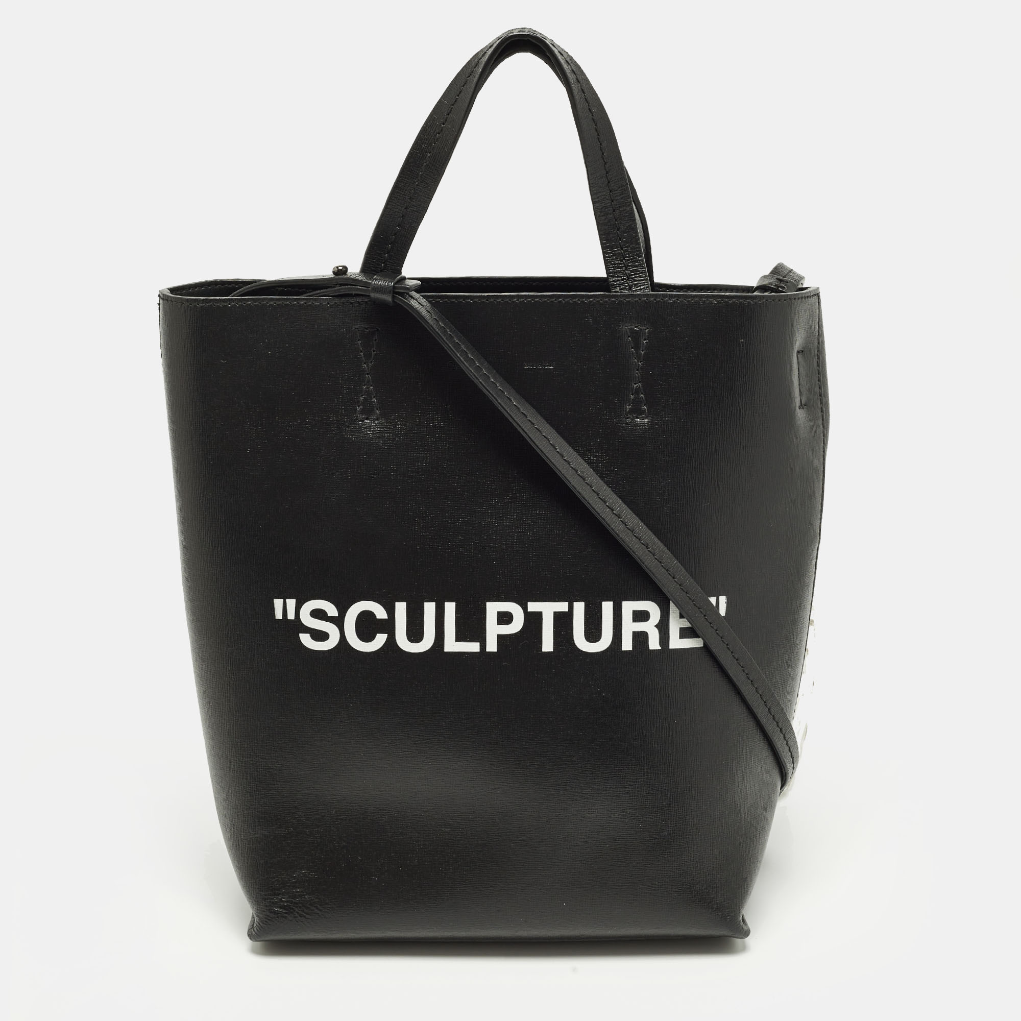 

Off-White "Sculpture" Black Leather Vertical Tote