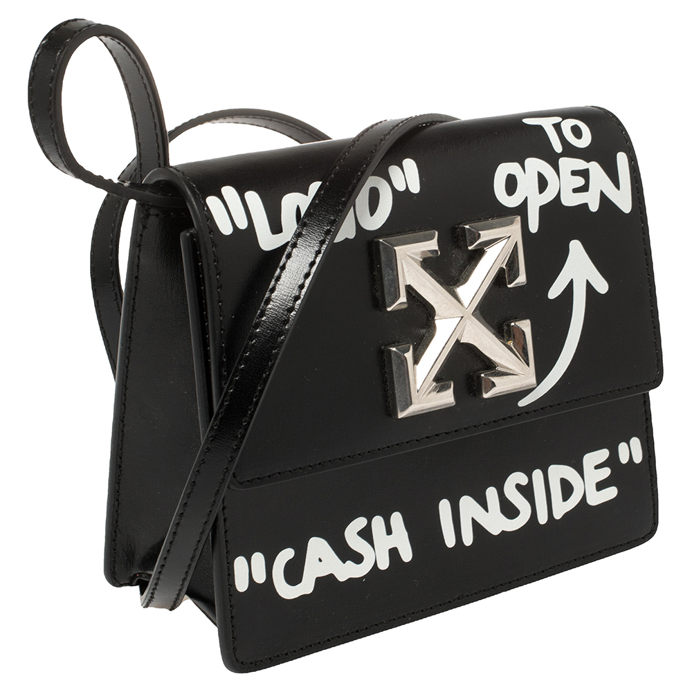 OFF-WHITE 0.7 Jitney Bag CASH INSIDE Off White Black in Leather with  Silver-tone - US