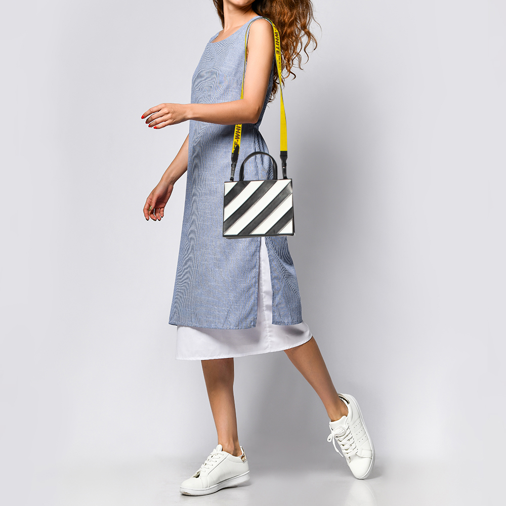 

Off-White Black/White Diagonal Striped Leather Tote