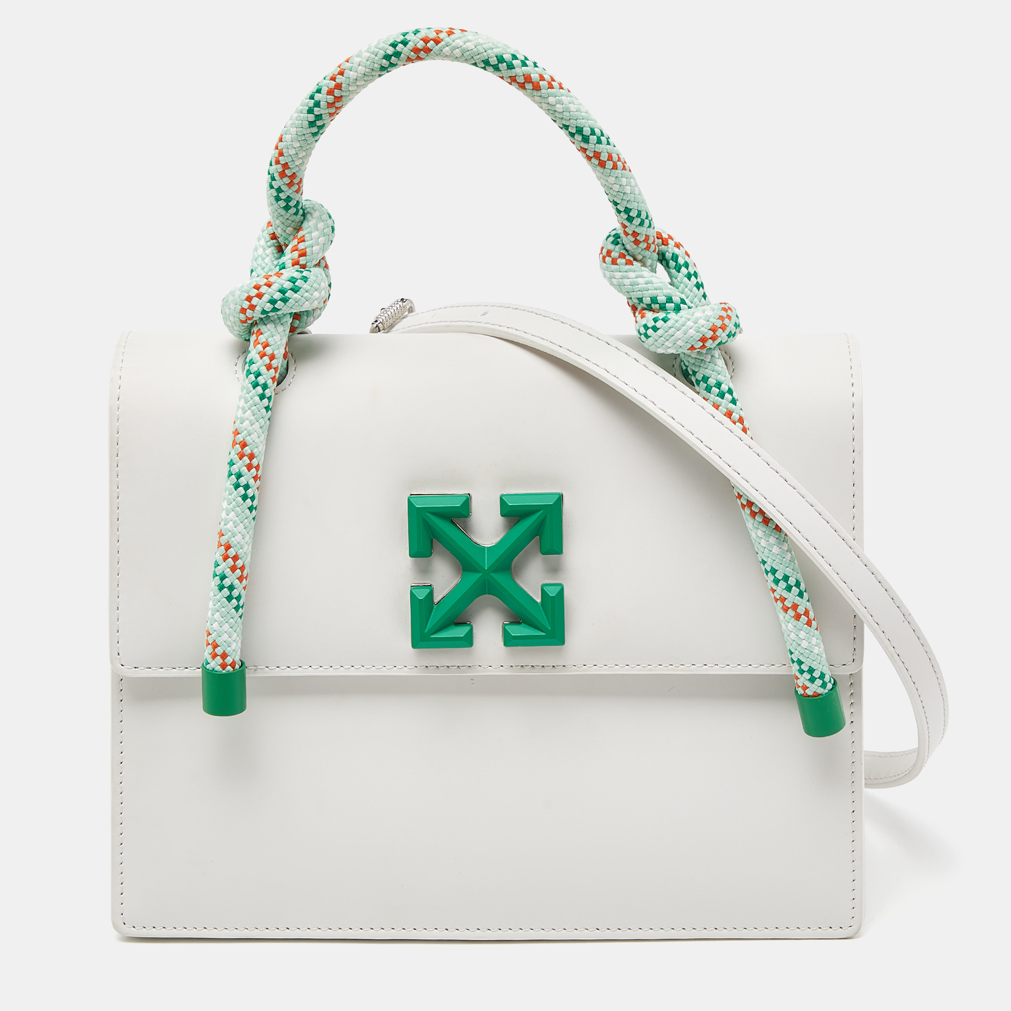 

Off-White White Leather 1.4 Gummy Jitney Top Handle Bag