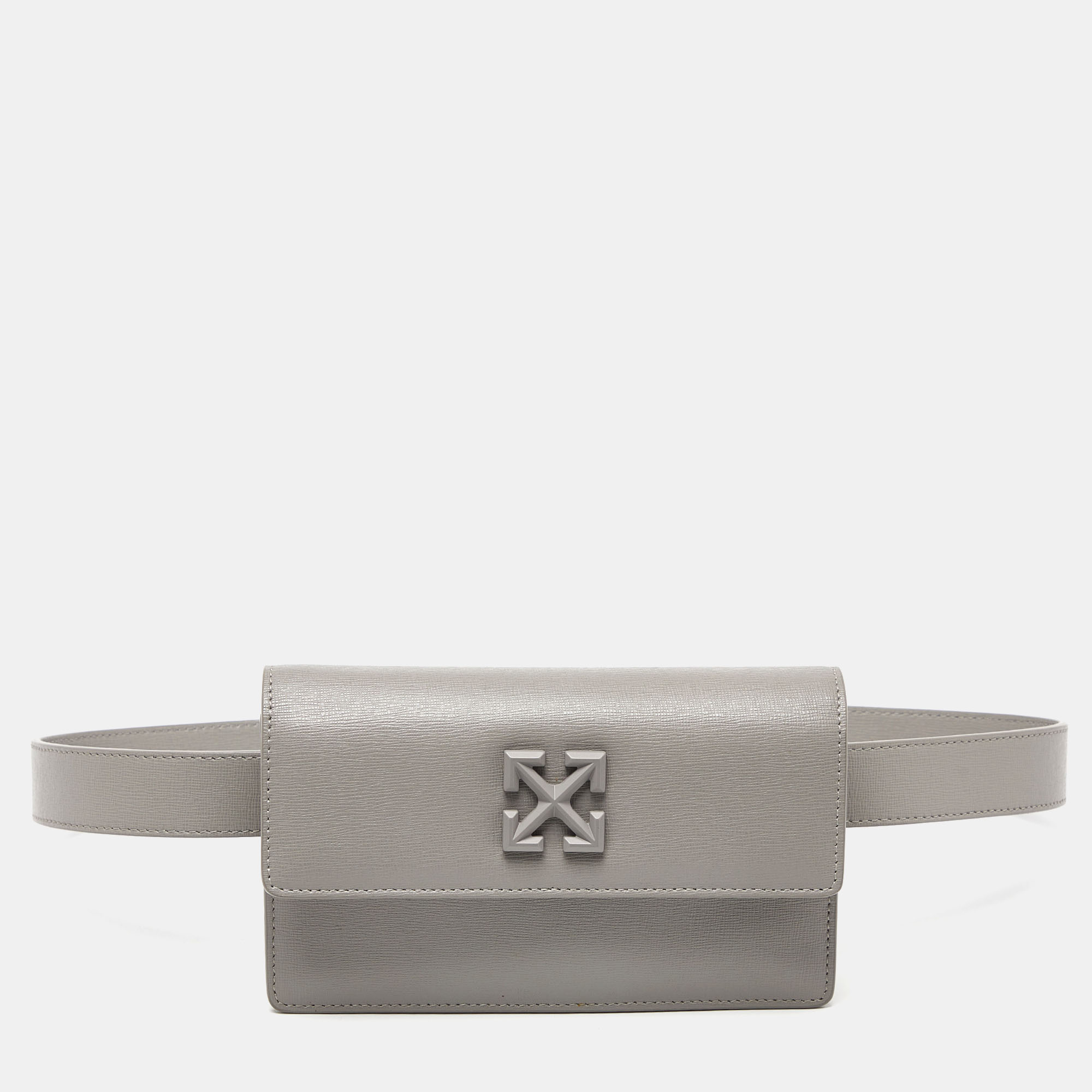 

Off-White Grey Leather Jitney Belt Bag