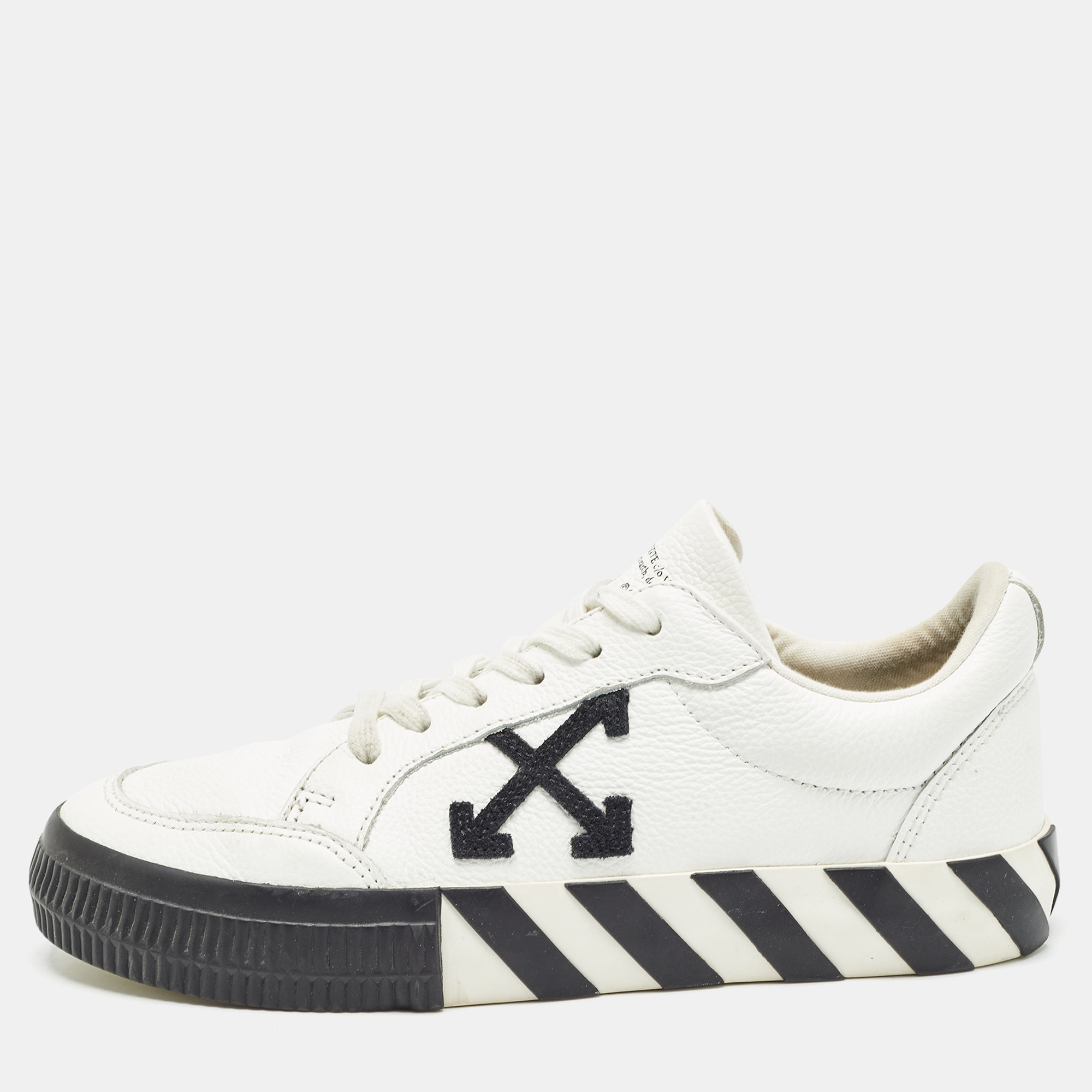 

Off-White White Leather Vulcanised Lace Up Sneakers Size