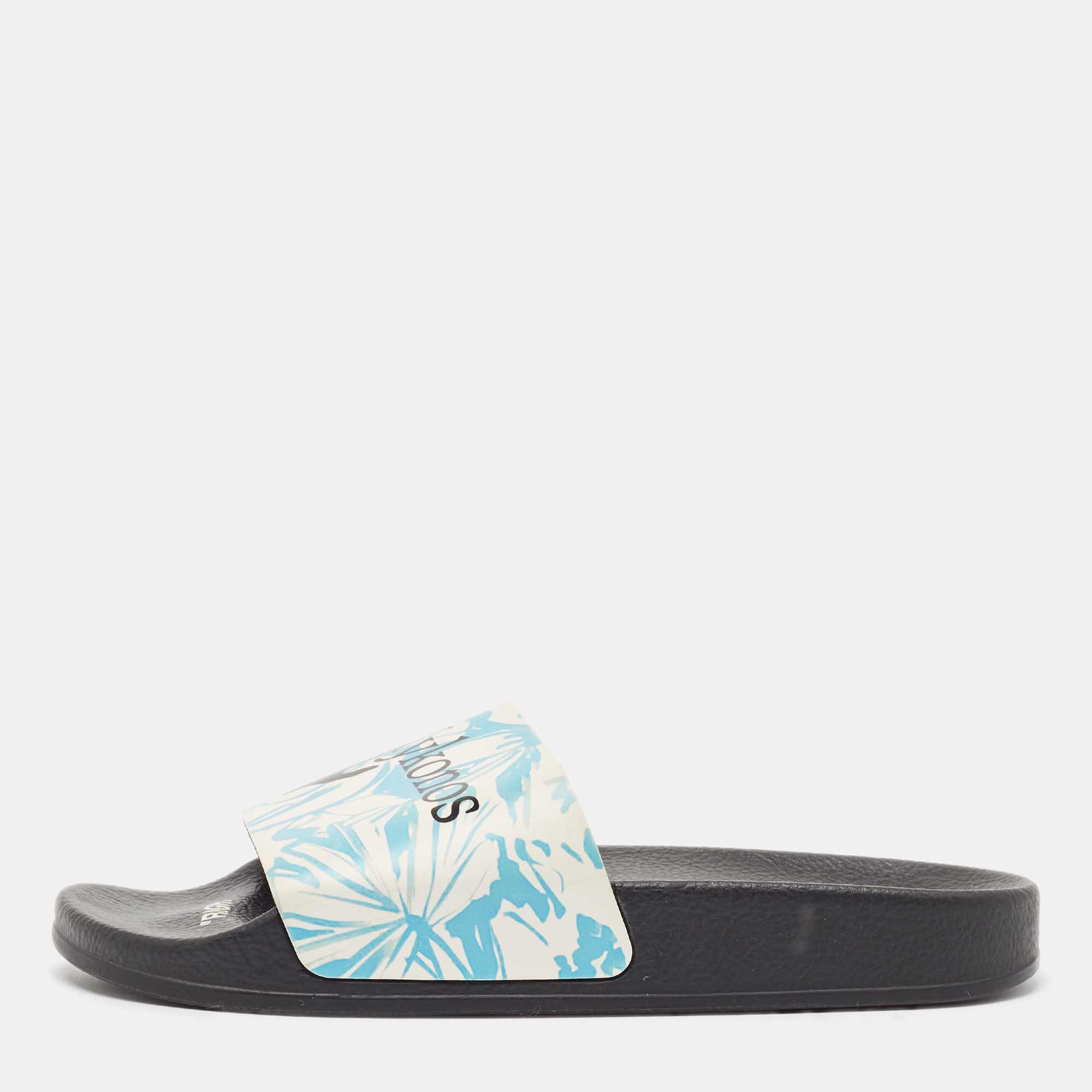 

Off-White Two Town Leather Flat Slides Size, Blue