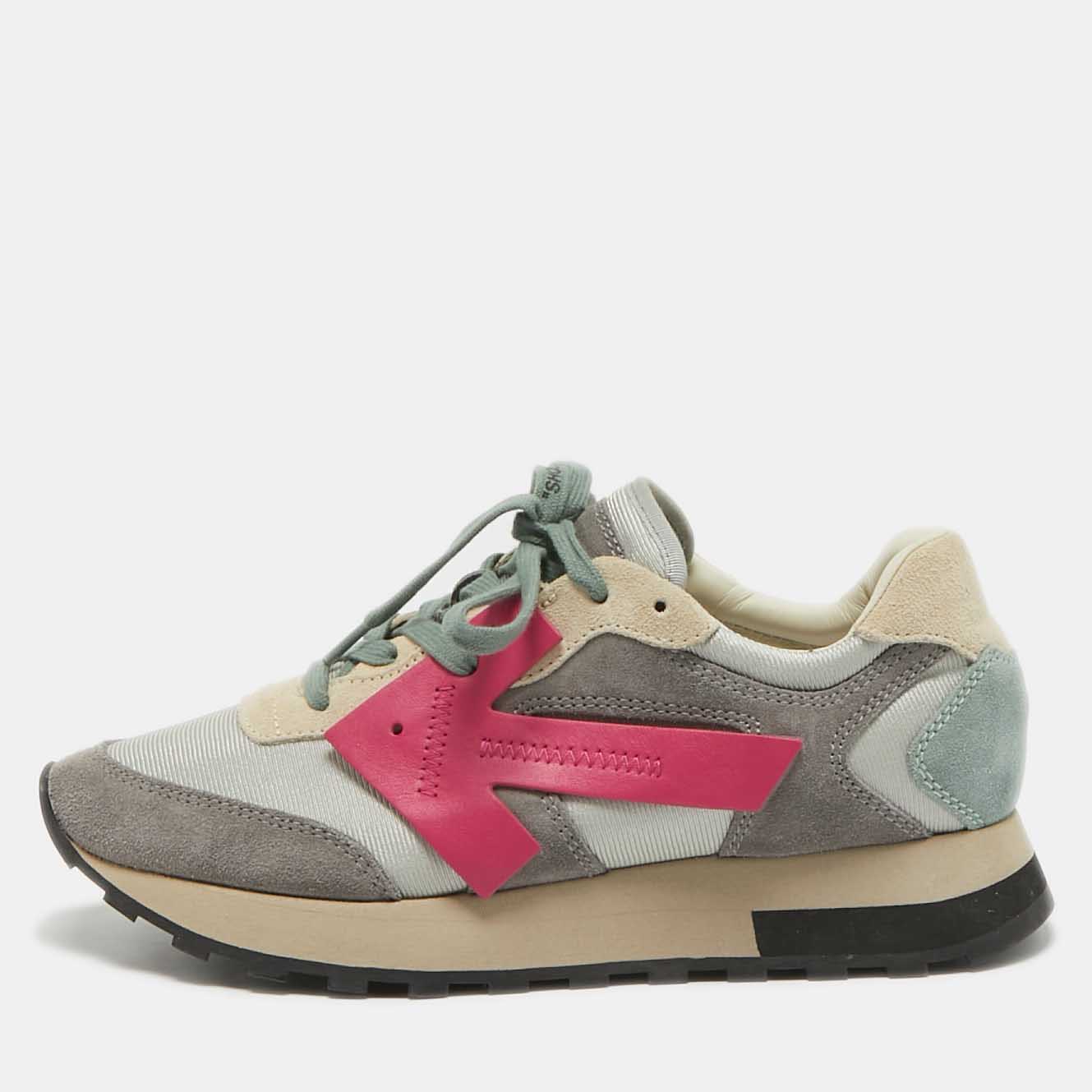 

Off-White Multicolor Suede and Fabric Runner Arrow Low Top Sneakers Size