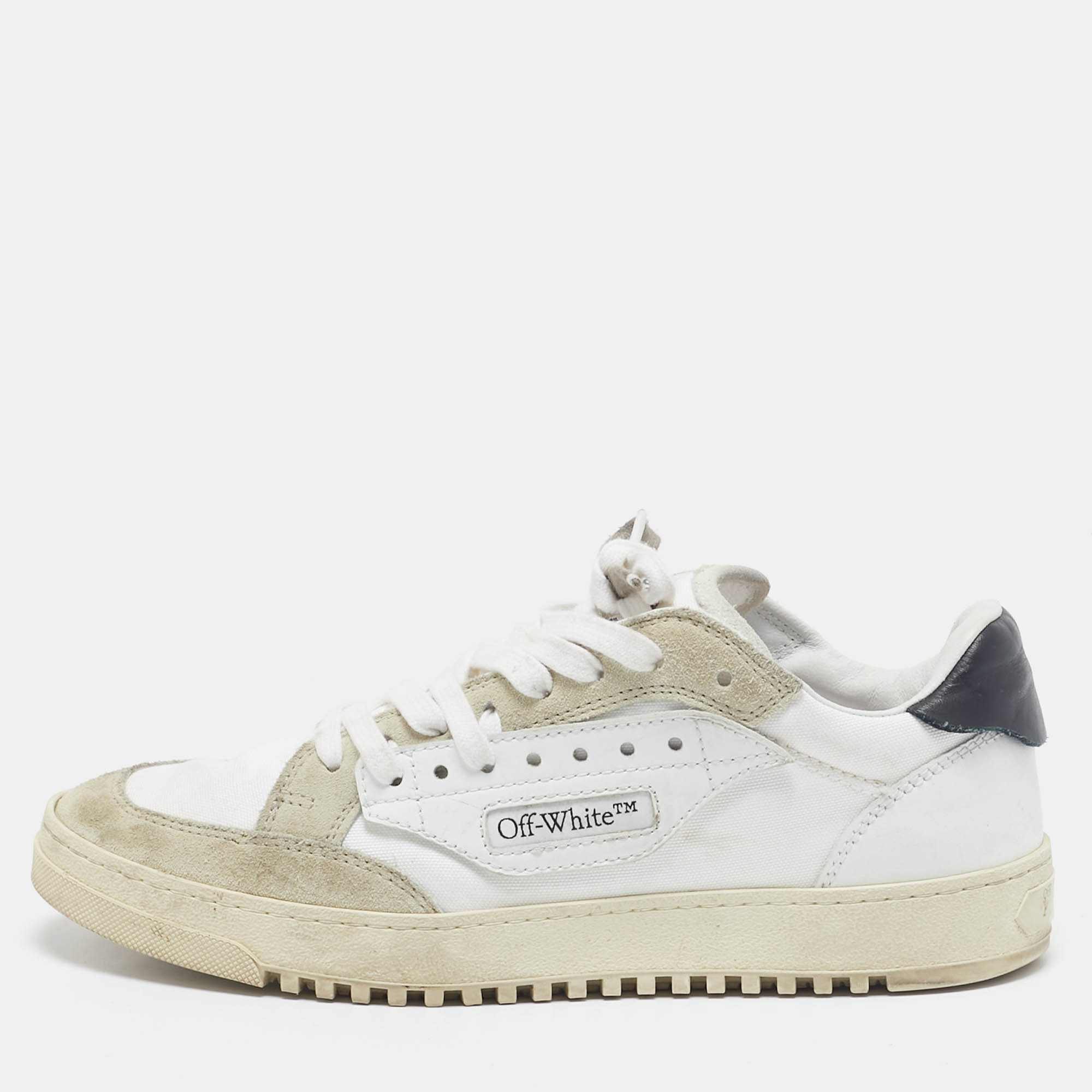 

Off-White White/Grey Canvas and Suede 5.0 Low Top Sneakers Size