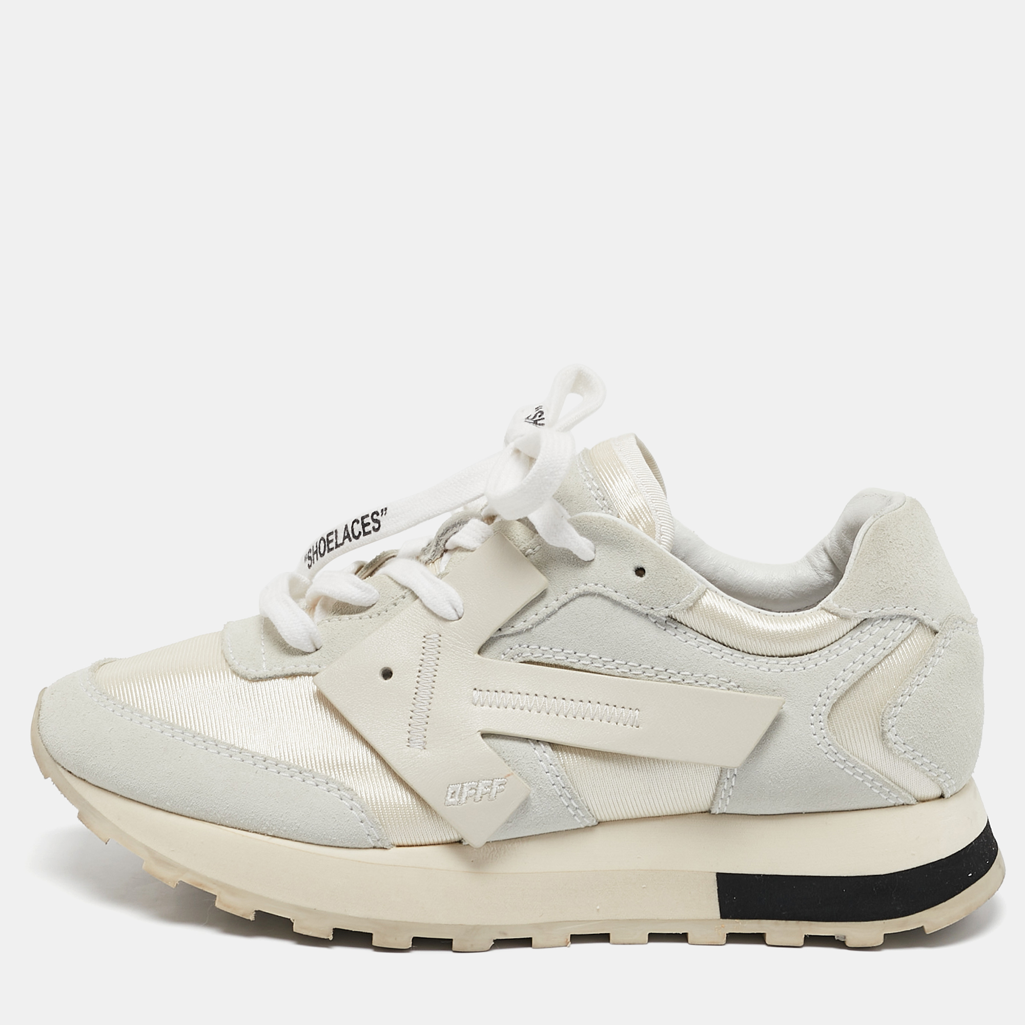 

Off-White White Fabric and Suede HG Runner Sneakers Size