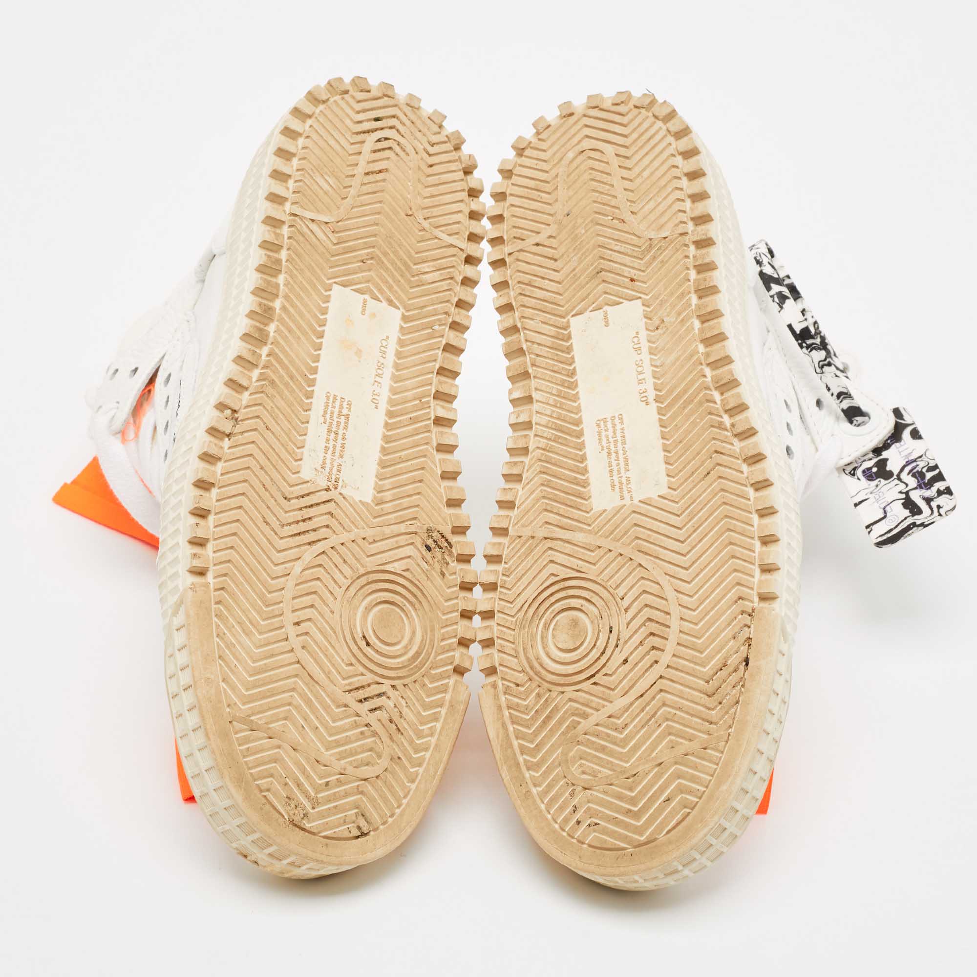 Off-White White Leather and Canvas Off Court 3.0 High Top Sneakers Size 35 
