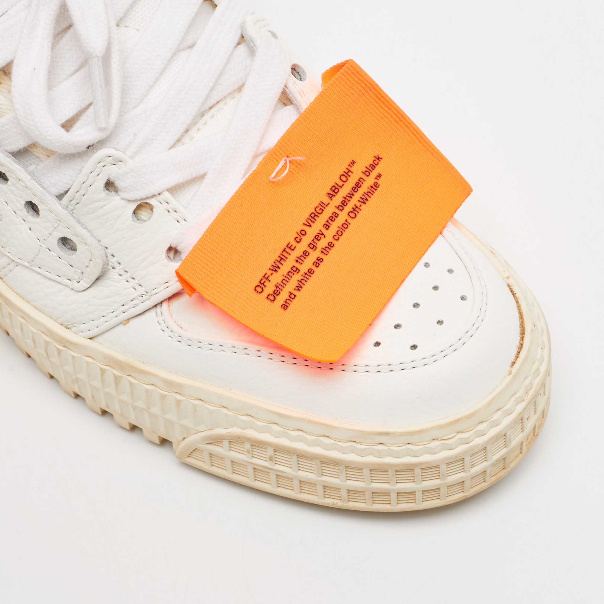 Off-White White Leather and Canvas Off Court 3.0 High Top Sneakers Size 35 