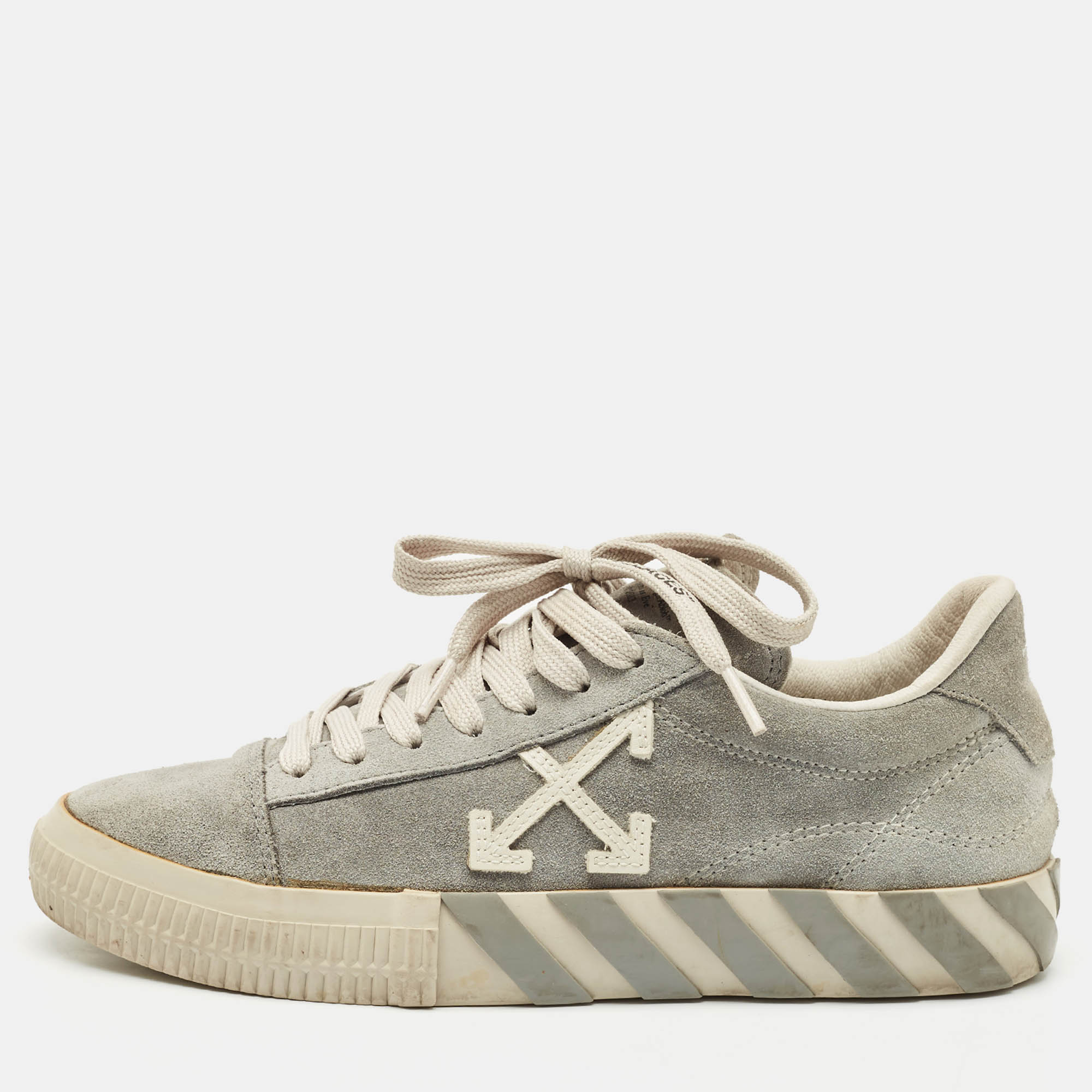 

Off-White Grey Suede Vulcanized Low Top Sneakers Size