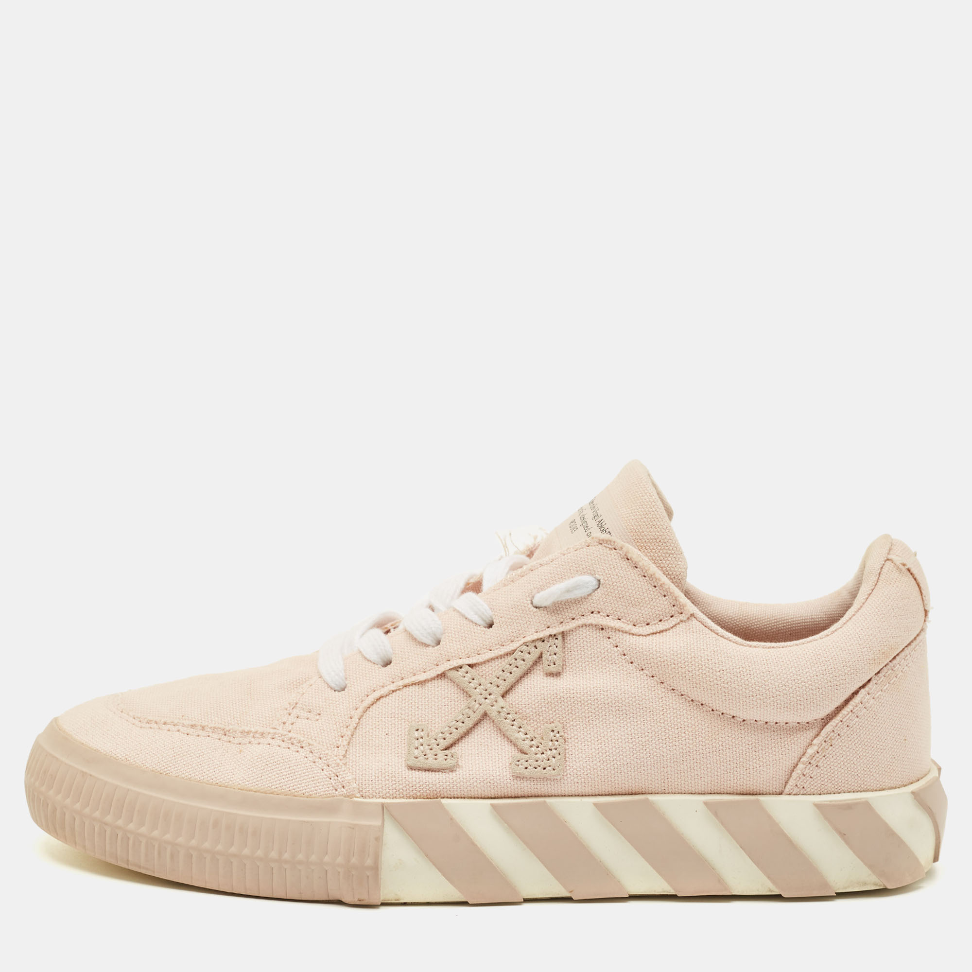 Pre-owned Off-white Pink Canvas Vulcanised Lace Up Sneakers Size 37