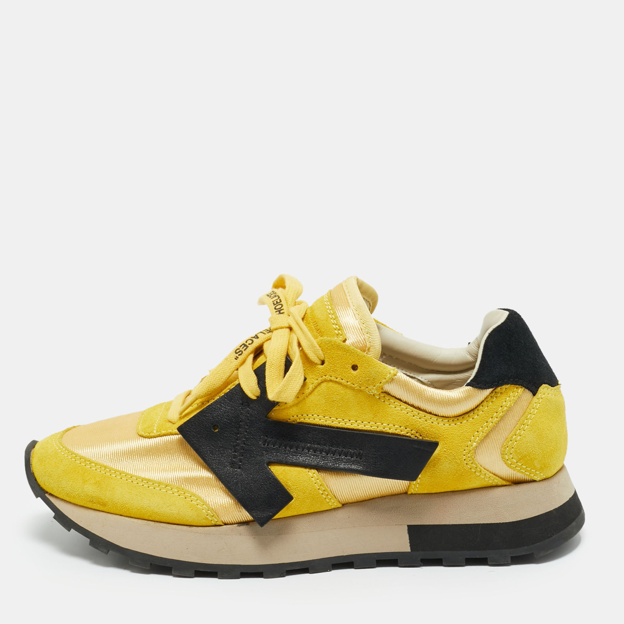 

Off-White Yellow Fabric and Suede HG Runner Sneakers Size