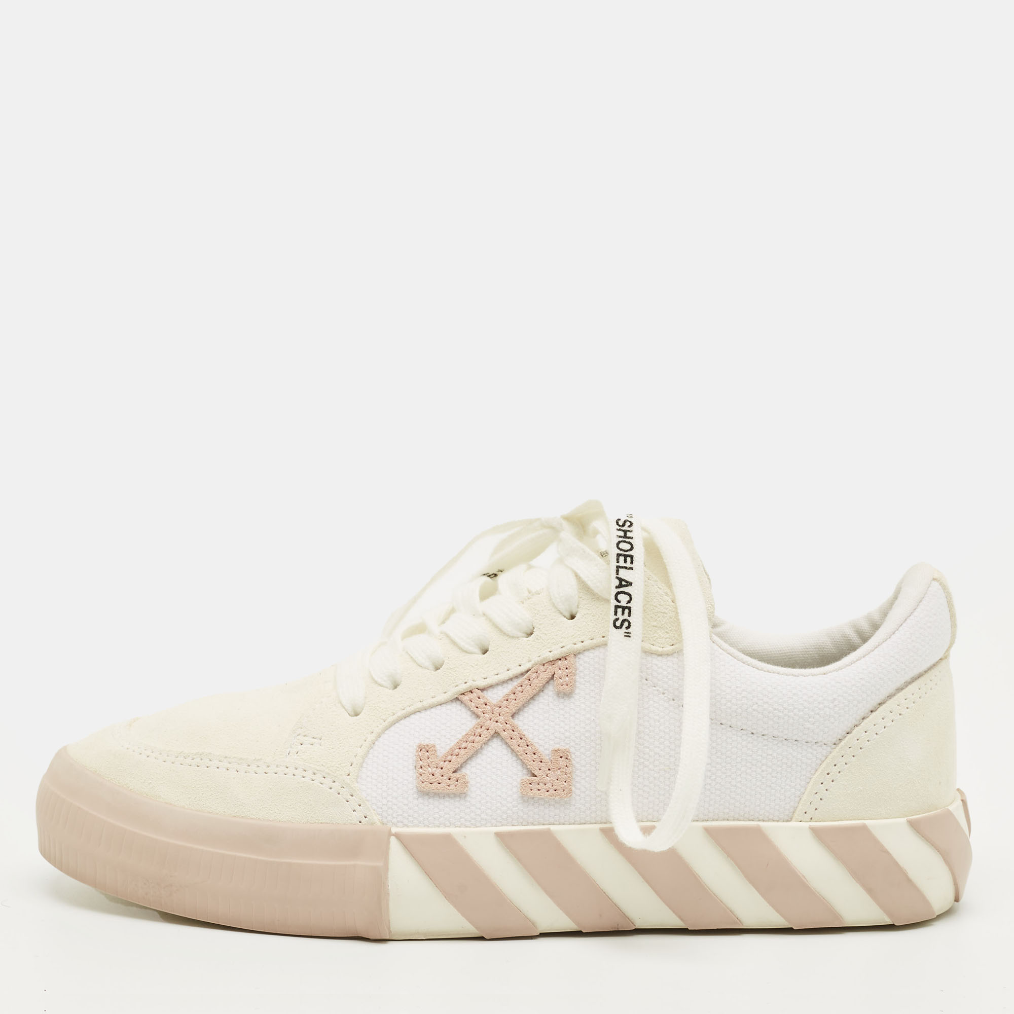 

Off-White White Canvas Vulcanized Lace Up Sneakers Size