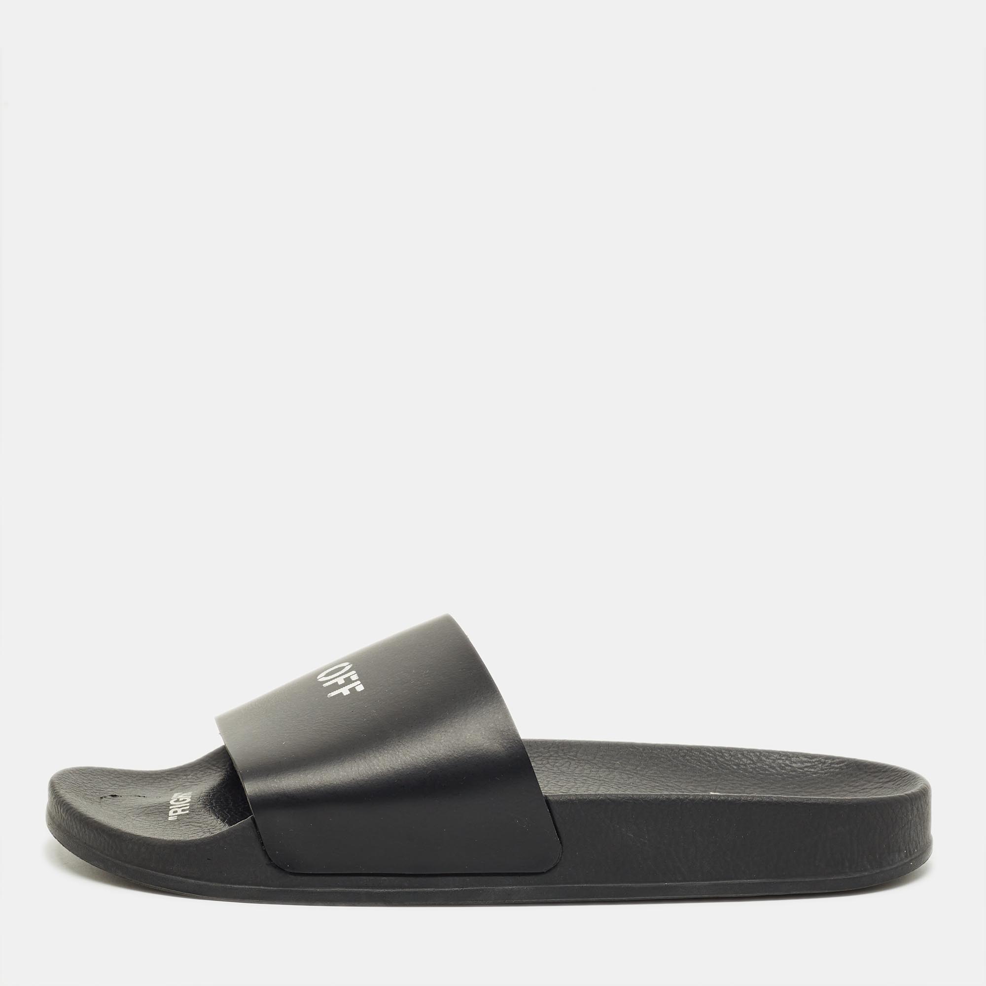 OFF-WHITE Pre-owned Black Rubber Arrow Pool Slides Size 42