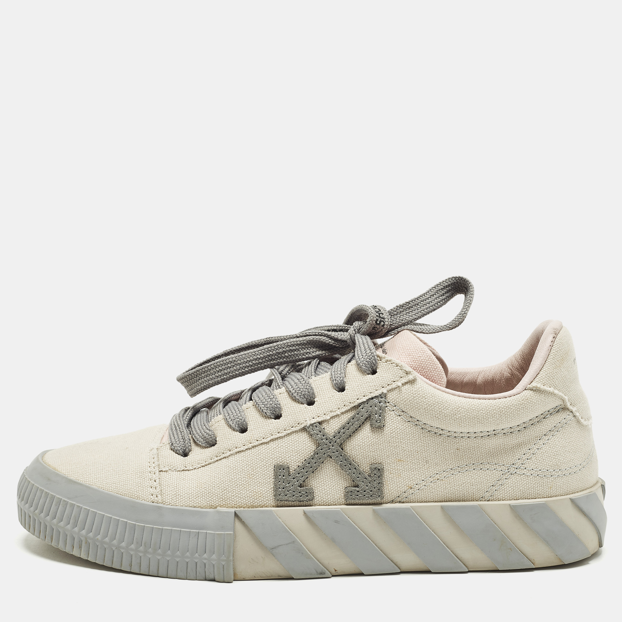 

Off-White Vulcanized Size  Grey Canvas Low Top Sneakers