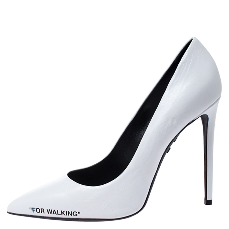 

Off-White White Leather For Walking Pointed Toe Pumps Size