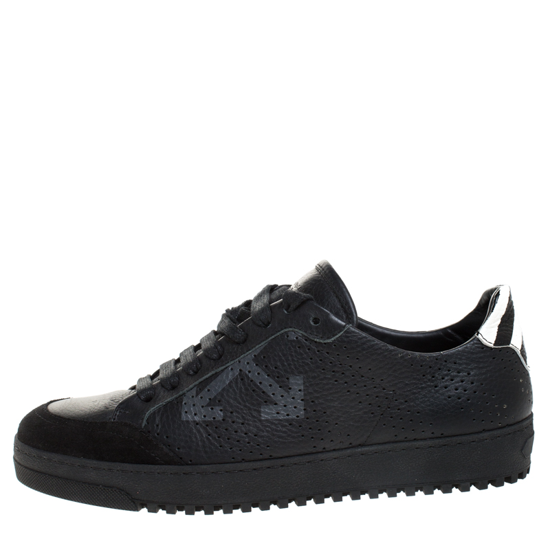

Off-White Black Arrow Print Leather Lace Up Sneakers Size