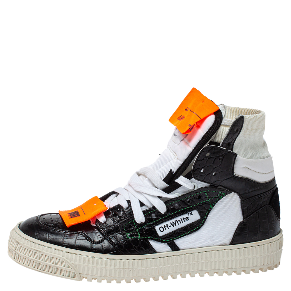 

Off-White White/Black Leather and Canvas Off Court 3.0 Sneakers Size
